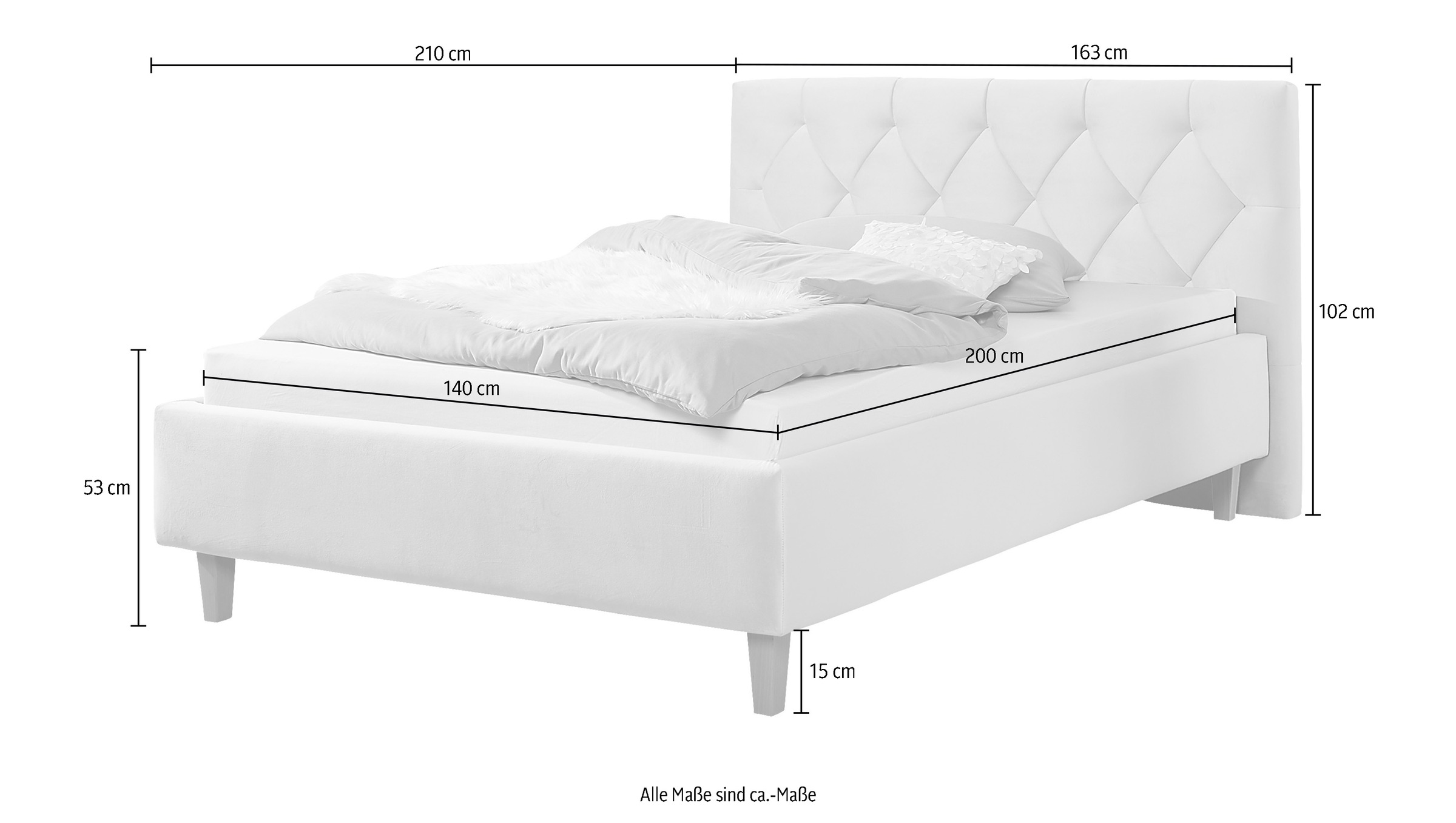 Guido Maria Kretschmer Home&Living Polsterbett »Sunley 100«, Kreuzsteppung, Kopfteilhöhe 102 cm, ohne oder mit Matratze/Lattenrost