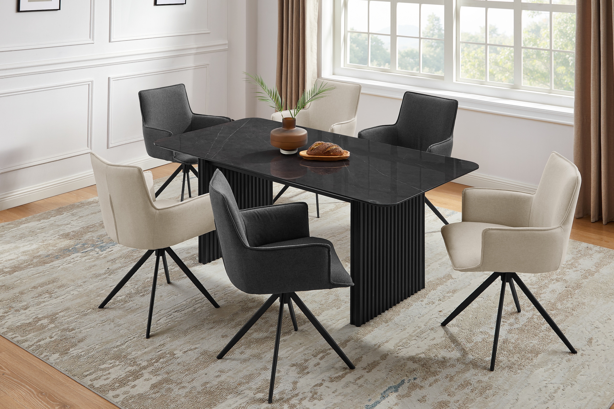 OTTO home Drehstuhl »Amoreve« (Set) 2 Stk.hochwertiger Strukturstoff, ergonomisches Design, Metallgestell