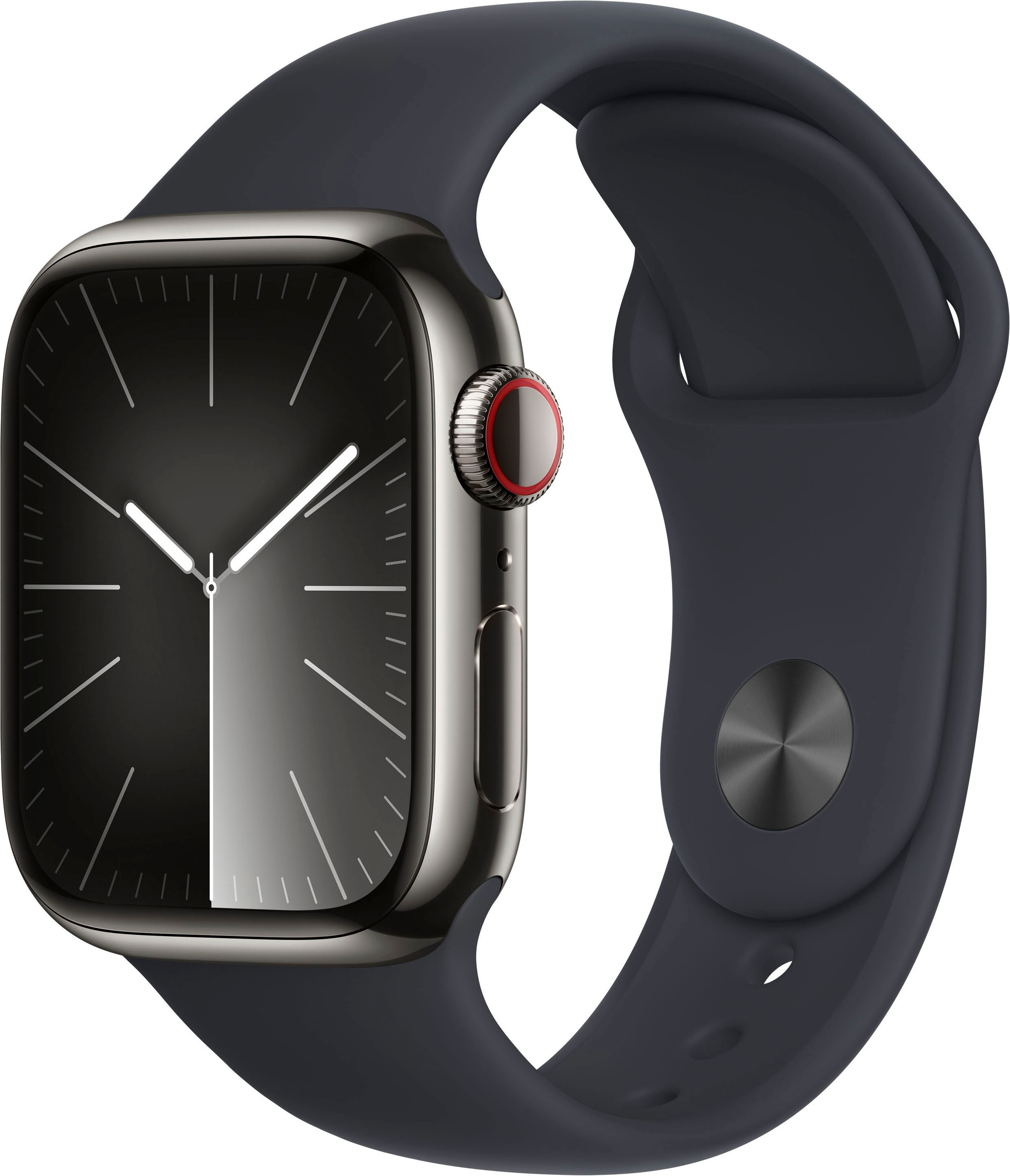 Apple Smartwatch »Watch Series 9 Edelstahl« (4,1 cm / 1,61 ′′) Watch OS 10;EKG;Blutsauerstoff App;Herzfrequenz in grau, Größe M/L