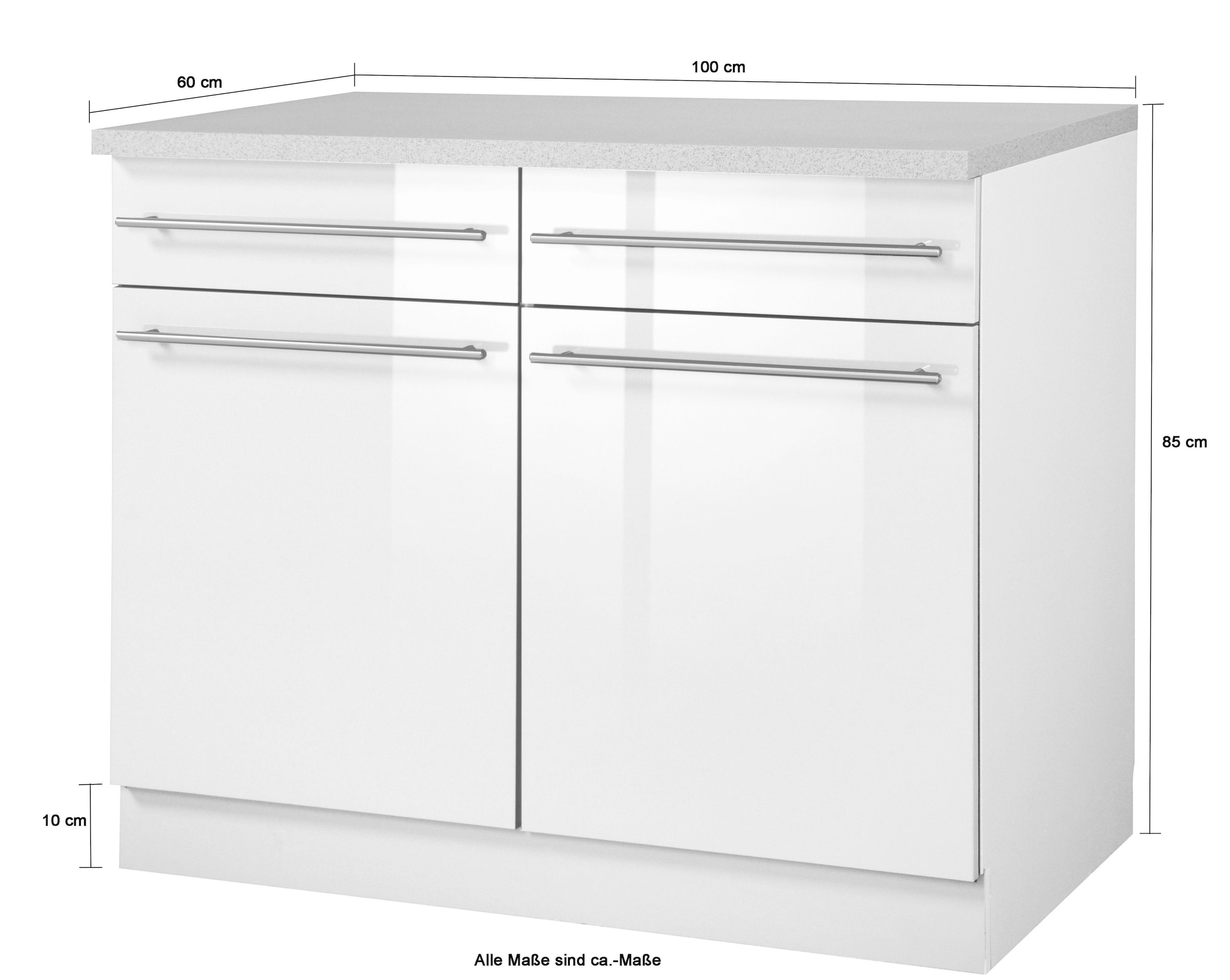 wiho Küchen Unterschrank »Chicago« 100 cm breit, 2 Schubkästen und 2 Türen, für viel Stauraum