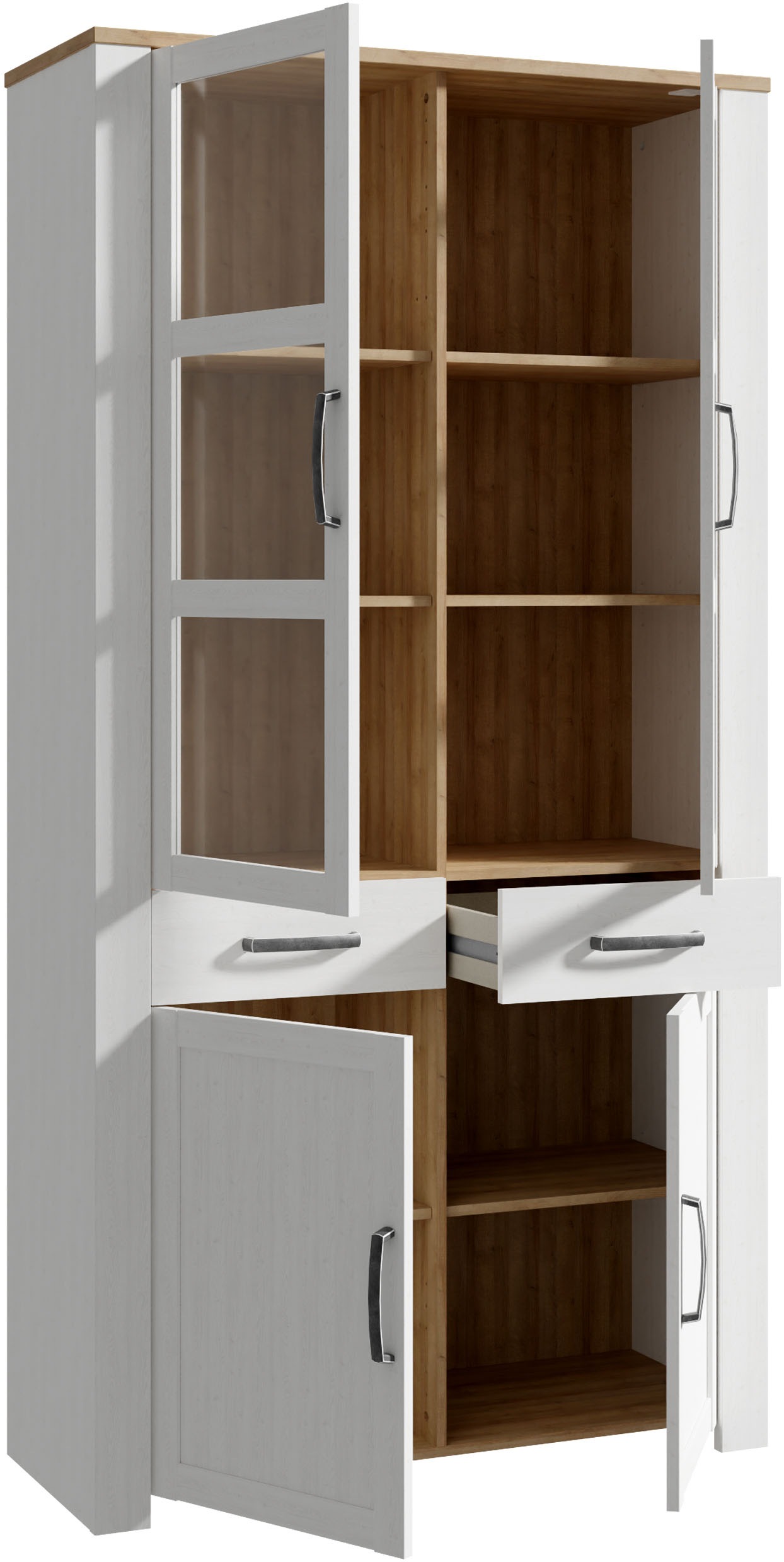 FORTE Highboard »Bohol, Vitrine mit Glastüre, viel Stauraum« B/H/T 106,4/205,4/42 cm Beleuchtung optional bestellbar