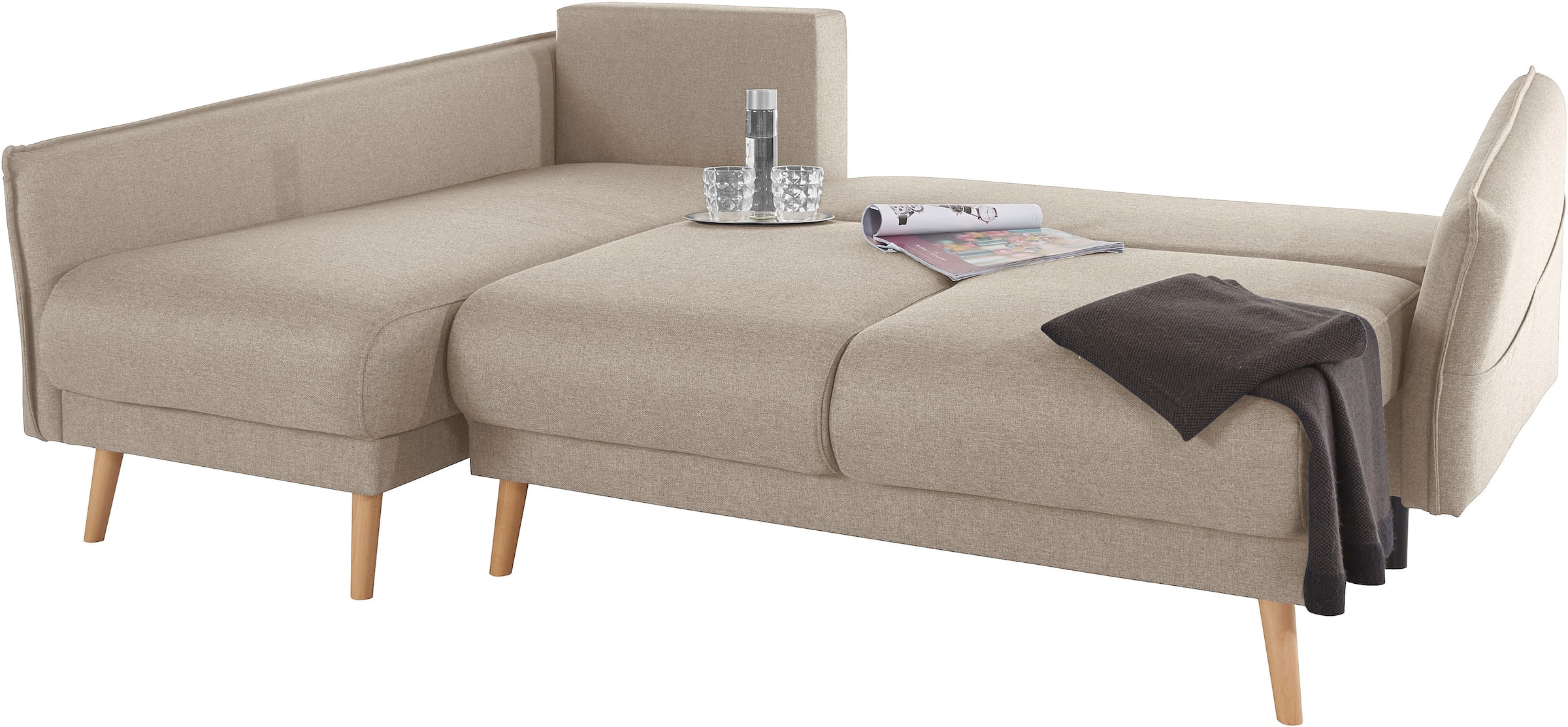 Home affaire Ecksofa »Granbo L-Form« incl. Bettfunktion und Bettkasten, Federkern-Polsterung, Seitentasche