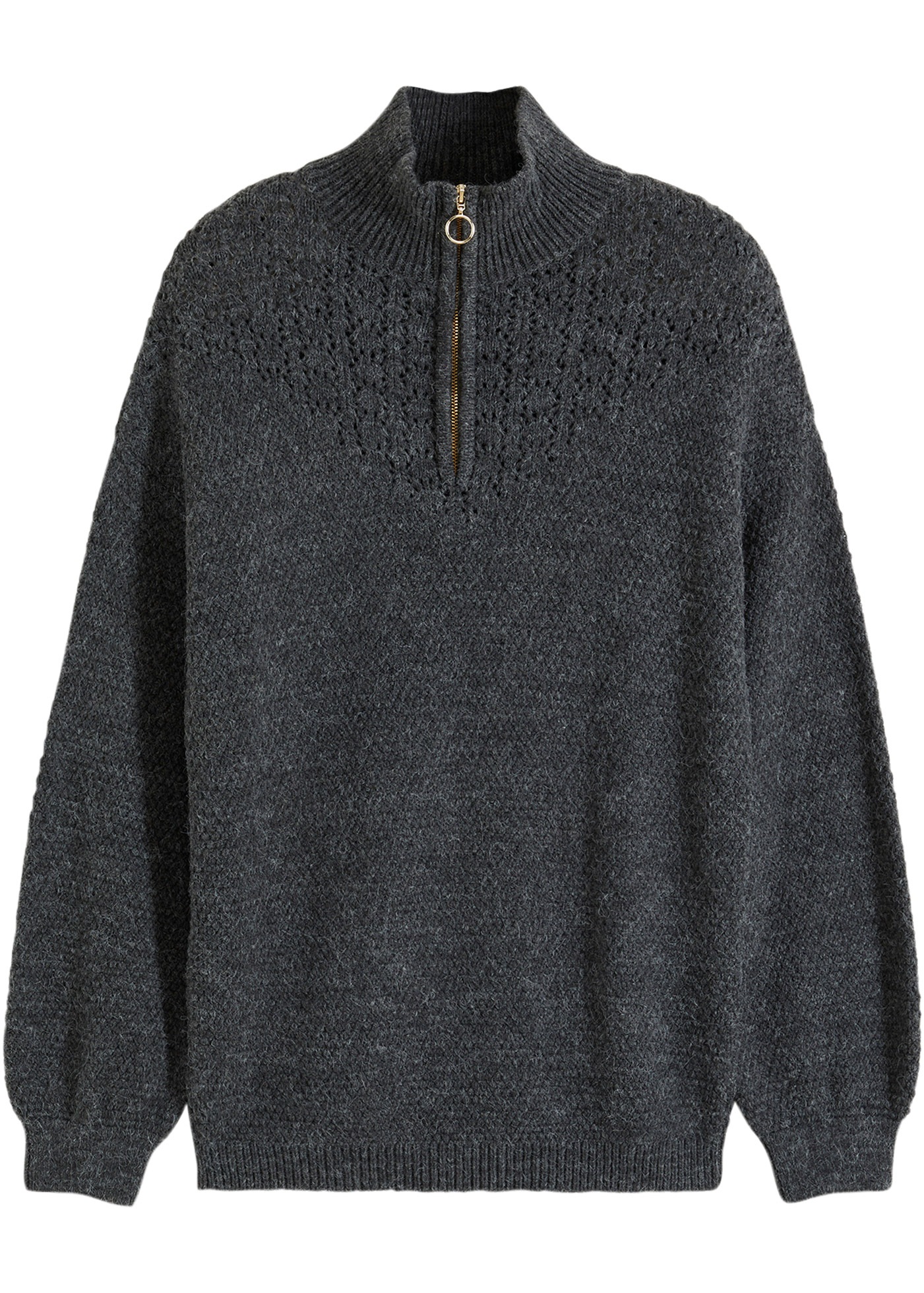 bonprix Troyer aus Ajourstrick, mit Stehkragen, figurumspielende Passform