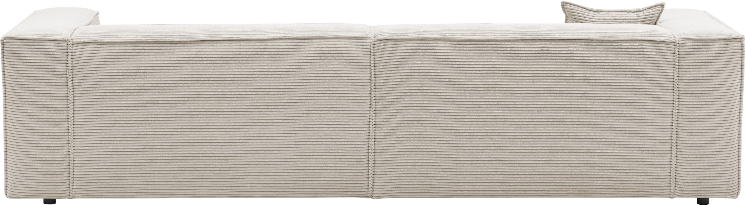 LeGer Home by Lena Gercke Ecksofa »PIARA mit Kedernaht in Cord oder Leinenoptik, moderne Couch in L-Form«, wahlweise Ottomane rechts/links, schwarze Füße, bequemer Sitzkomfort