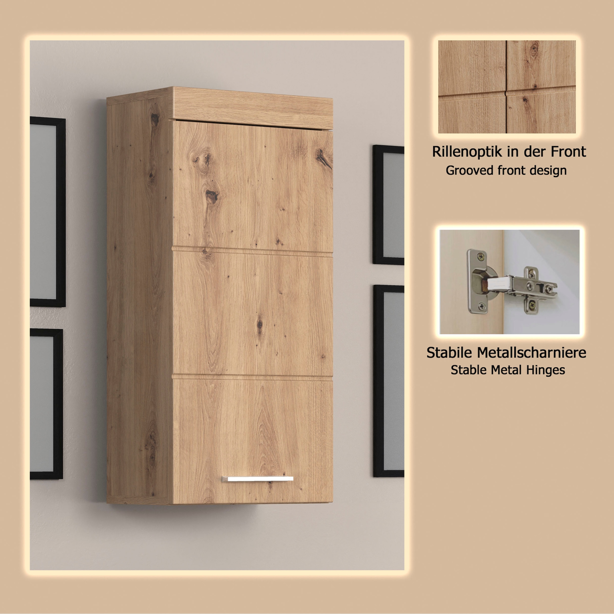 welltime Hängeschrank »Avena« Badschrank mit 1 Tür & 1 Boden - (B/T/H) 37/23/77 cm