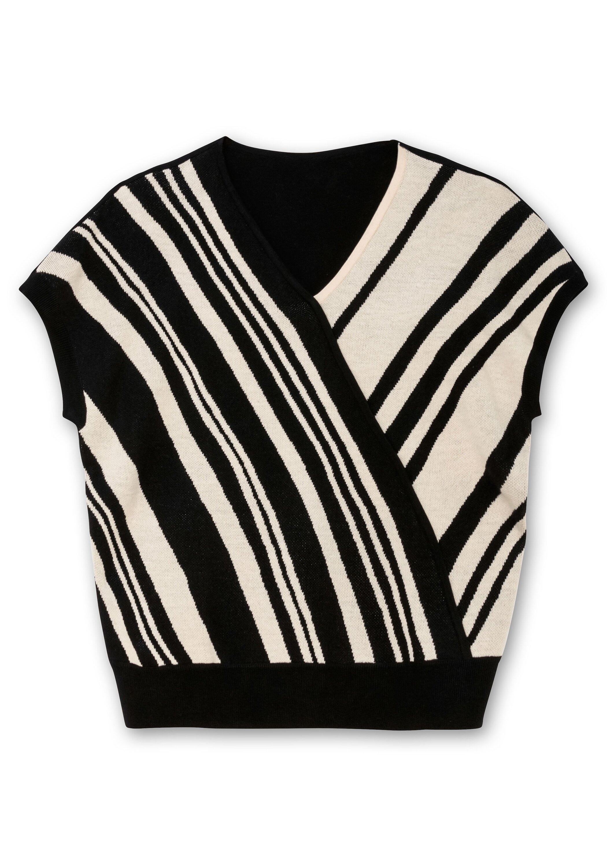 Sheego V-Ausschnitt-Pullover »Kurzarm-Pullover mit Jacquard-Streifen«