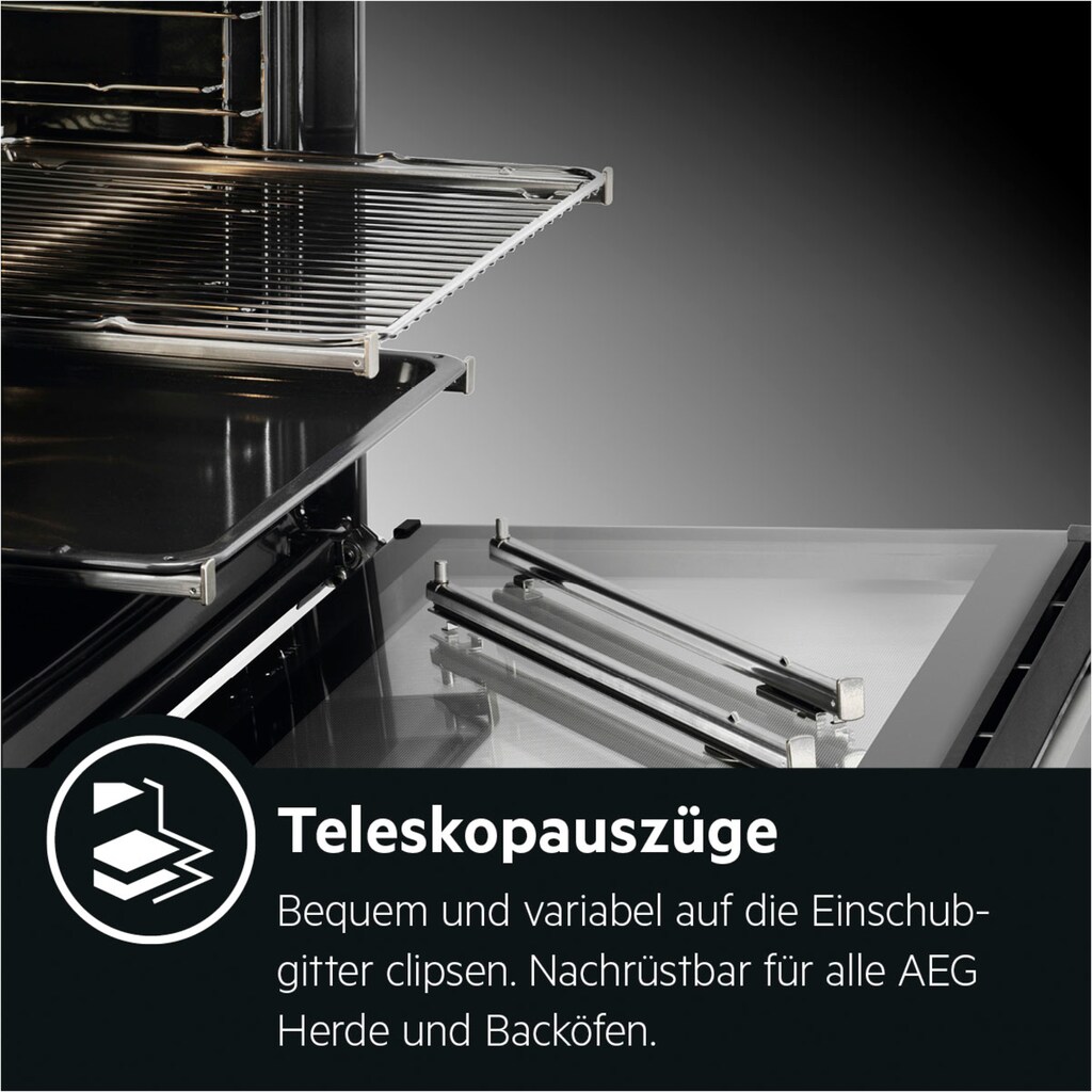 AEG Einbaubackofen »BPC35502BA«, BPB355020M, mit Backauszug, Pyrolyse-Selbstreinigung, SteamBake - Feuchtigkeitszugabe