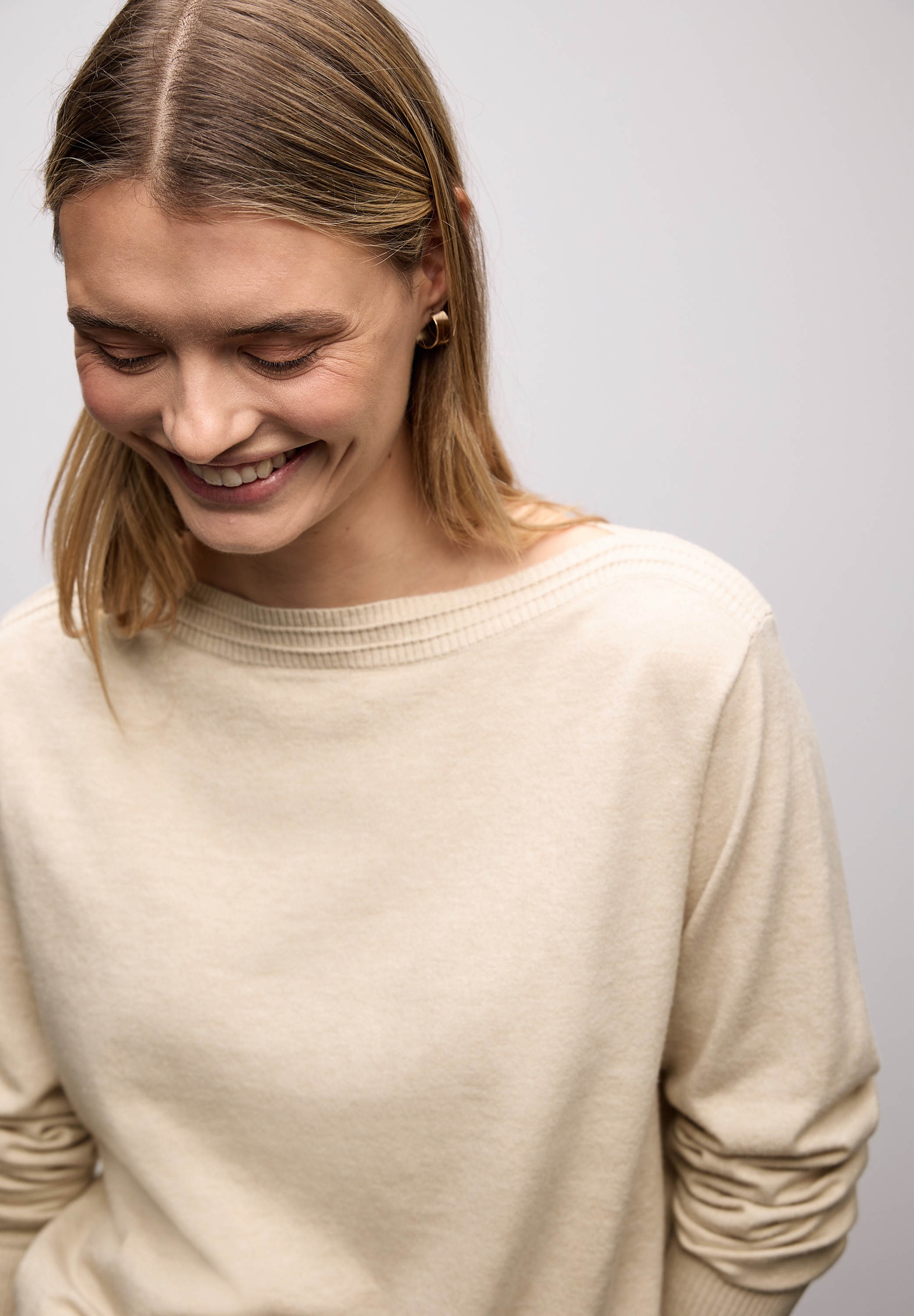 STREET ONE Strickpullover U-Boot-Ausschnitt mit Strukturdetails