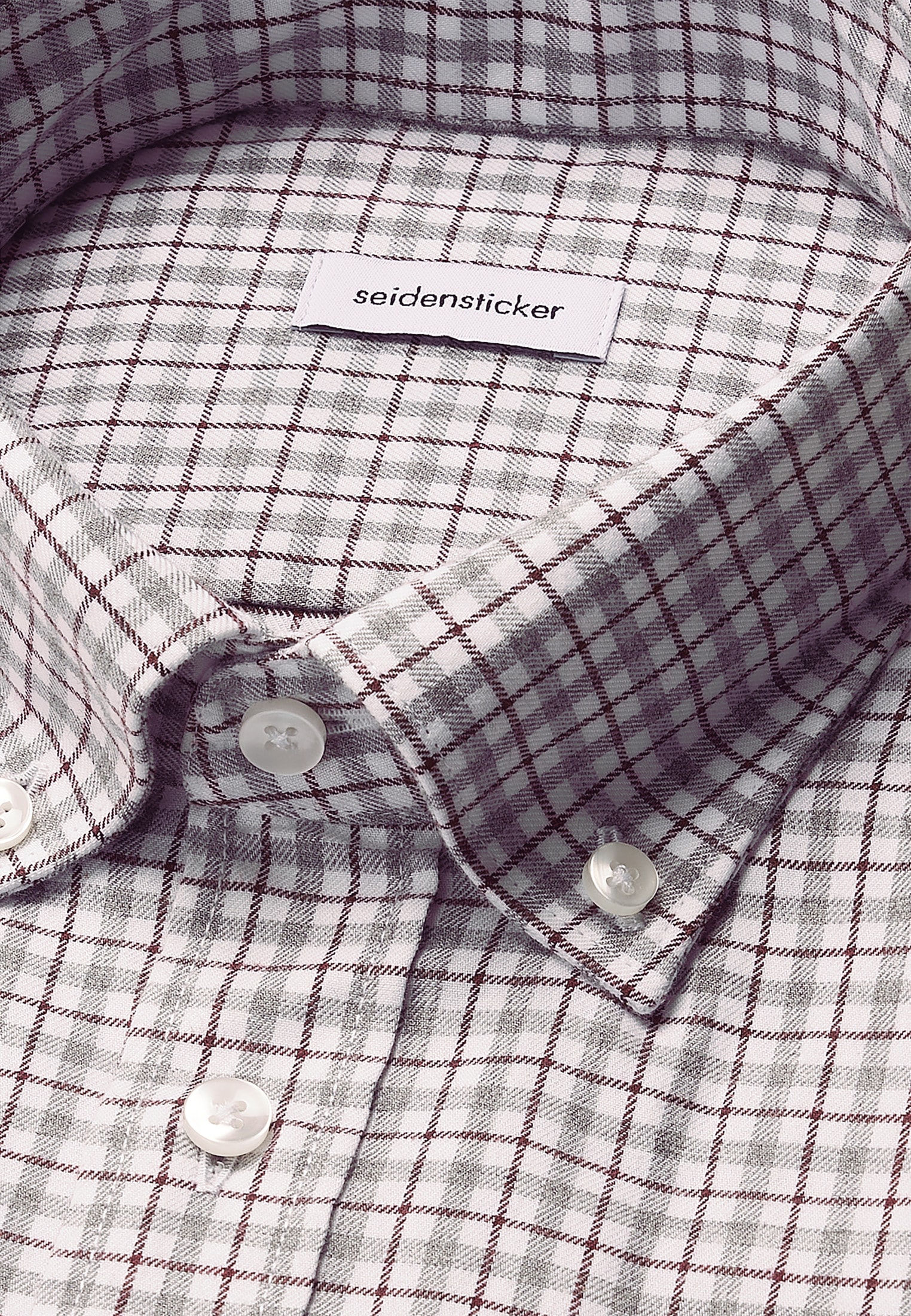 seidensticker Flanellhemd »Schwarze Rose« Slim 1/1 Button-Down-Kragen Karo