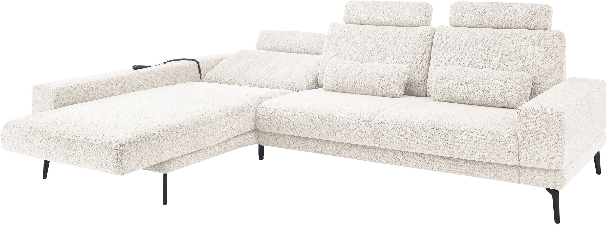 set one by Musterring Ecksofa »SO 3600, inkl motor. Sitztiefenverstellung, Kopfstützen, Nierenkissen«, Sitzhöhe 44 cm, Federkern, Breite 293 x Tiefe 180 cm, Kama natur