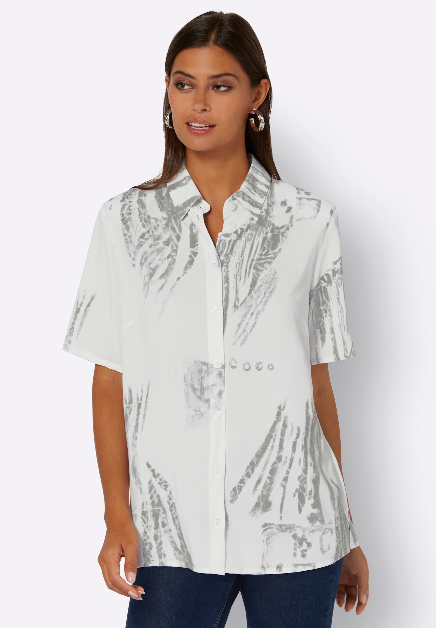creation L Klassische Bluse »Bluse Hemdbluse mit Schulterpolstern«
