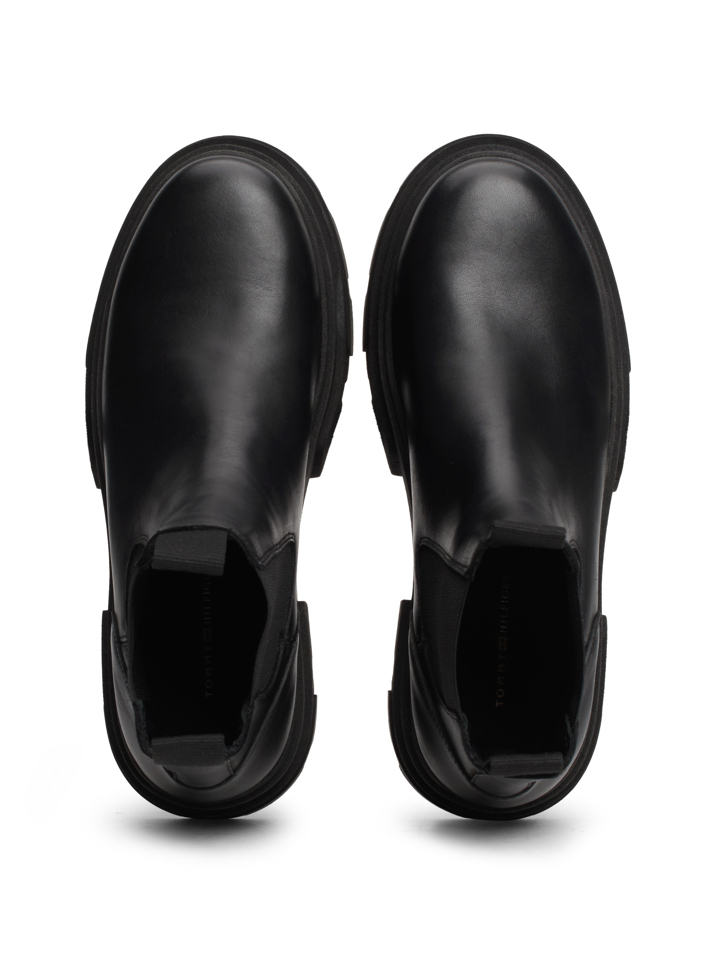 Tommy Hilfiger Chelseaboots »COMBAT LEATHER LOW CHELSEA«, Blockabsatz, Stiefelette, Chunky Boots mit zwei Anziehlaschen