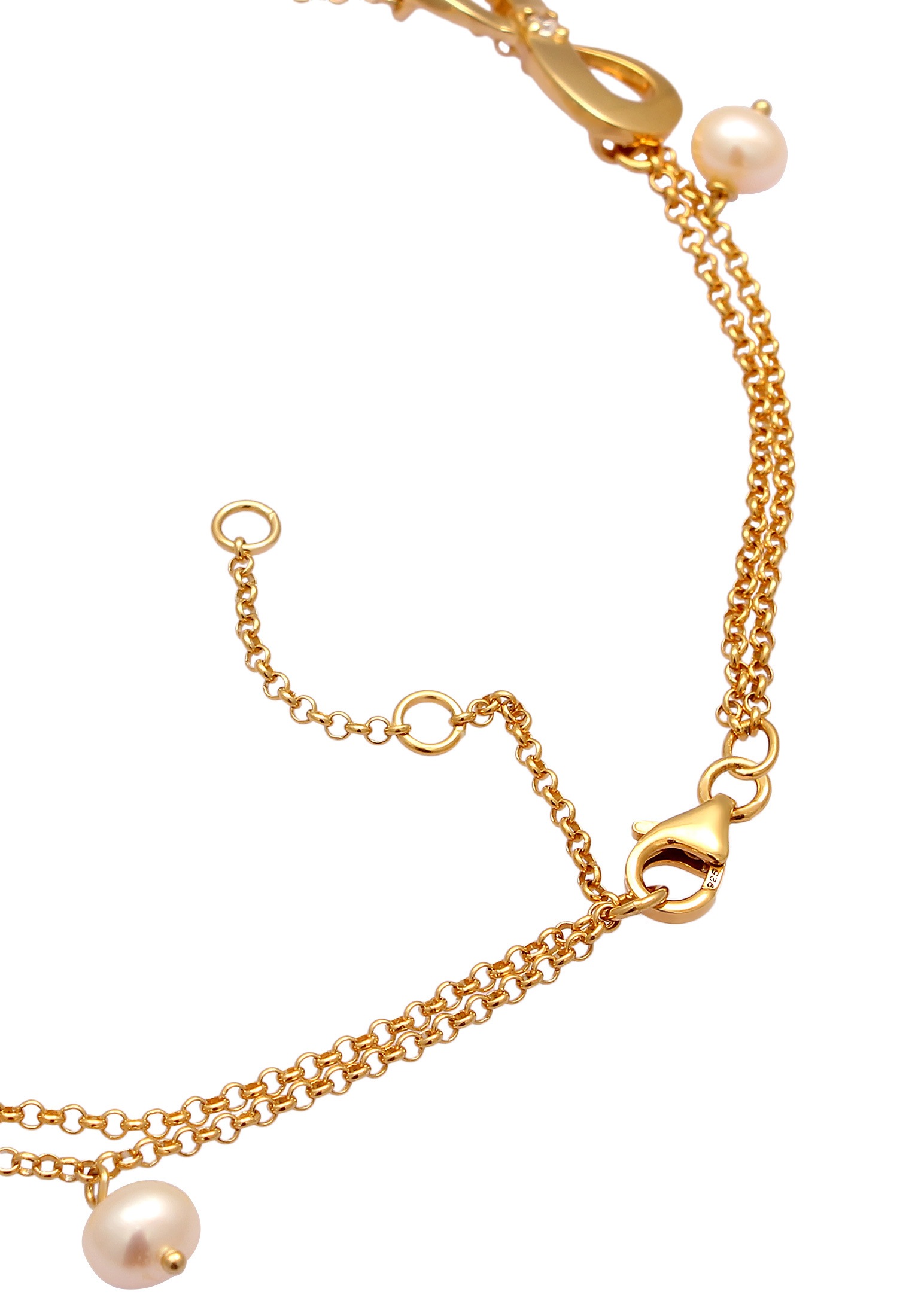 Nenalina Fußkette »Fußschmuck Infinity Zirkonia Süsswasserzuchtperlen 925 Silber«