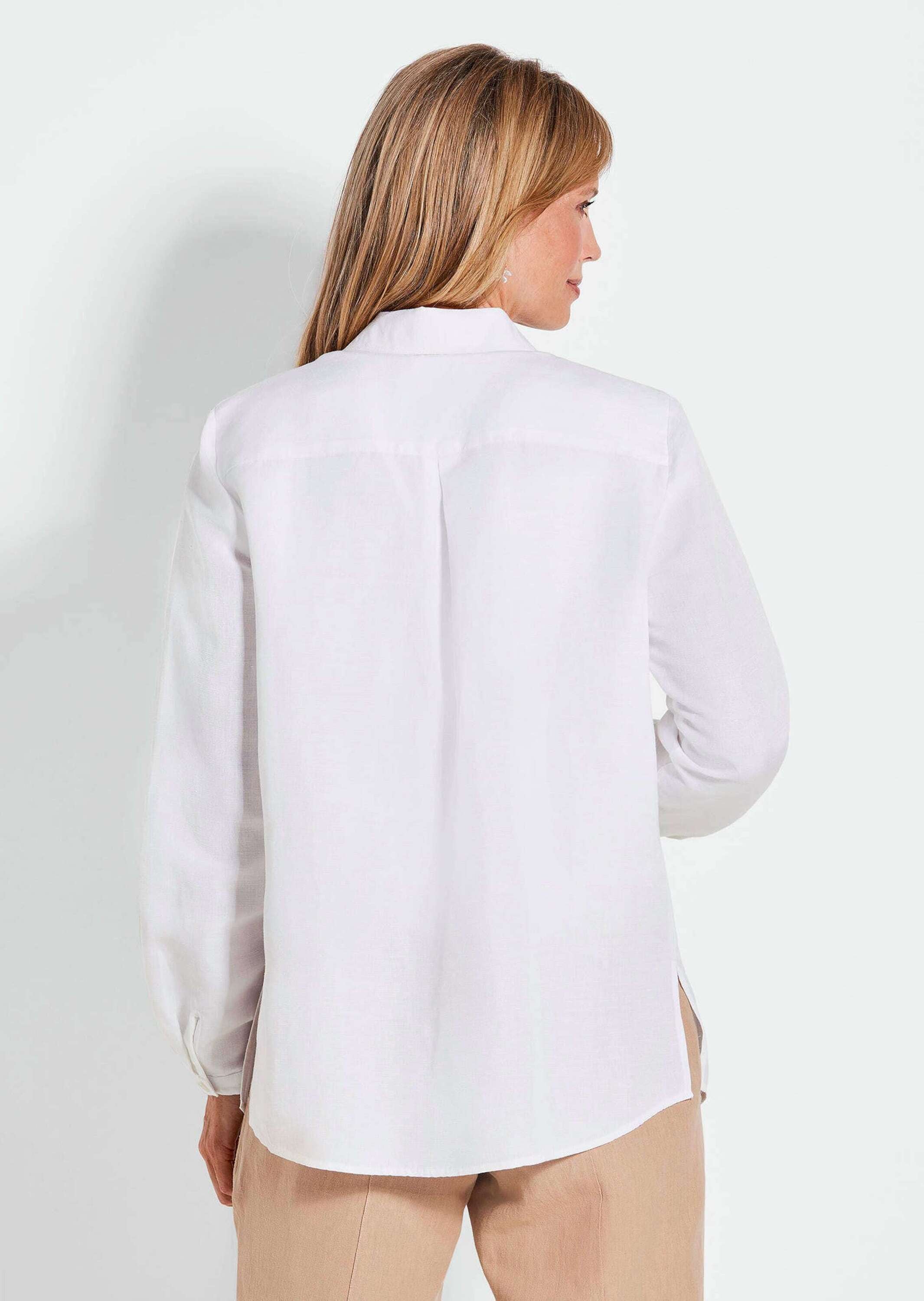 GOLDNER Hemdbluse »Weiße elegante Bluse aus Leinen«