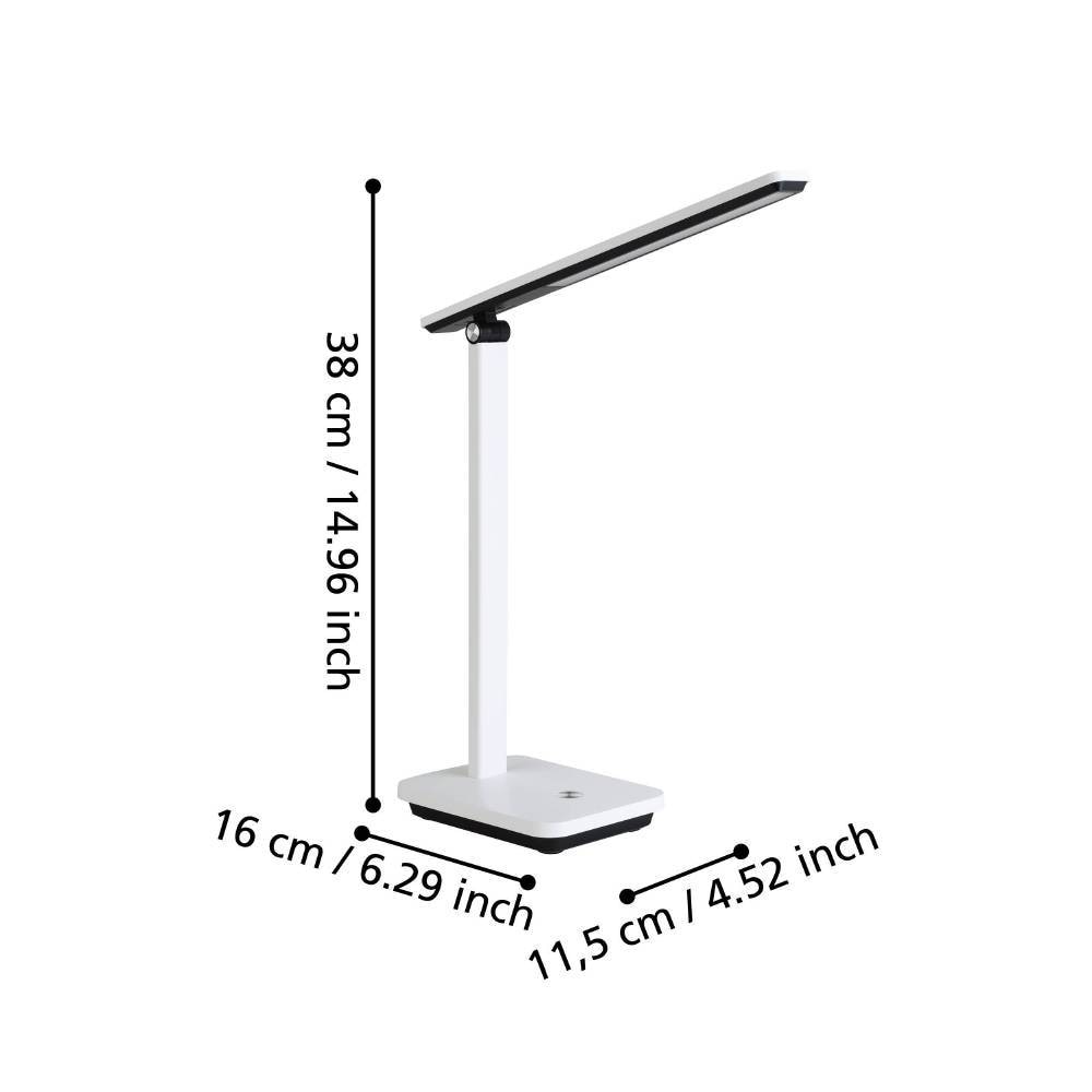 EGLO Tischleuchte »INIESTA LED Tischlampe, weiß-schwarz, Touchsensor, dimmbar, USB«, 1 flammig, Leuchtmittel LED-Modul | LED fest integriert, Leselampe, Schreibtischlampe, 3-step CCT, Kopf verstellbar, 33x35x35cm