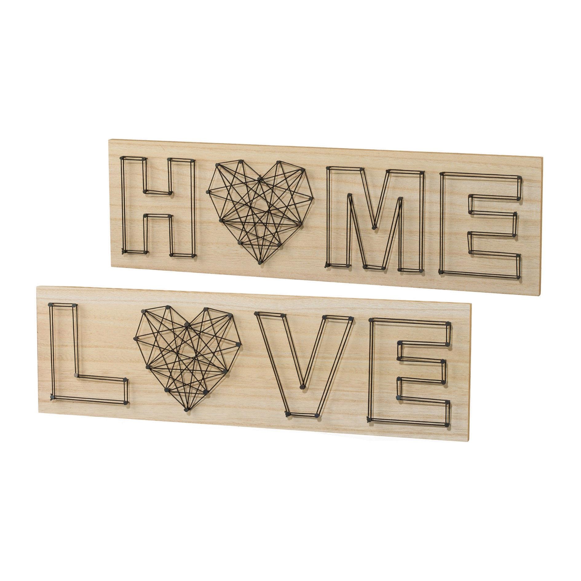 Creativ home Holzbild, (Set, 2 St.), Wanddeko, aus Holz, mit Schriftzug