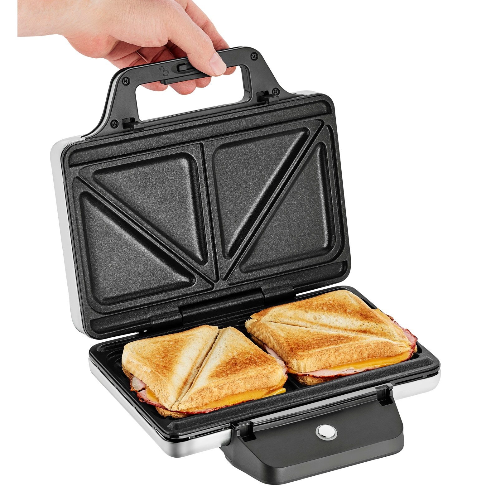 WMF Sandwichmaker »LONO, höhenverstellbare Platten, Temperaturleuchte«, 800 W, platzsparende Aufbewahrung, Maße: 23,6 x 23,6 x 8,8 cm