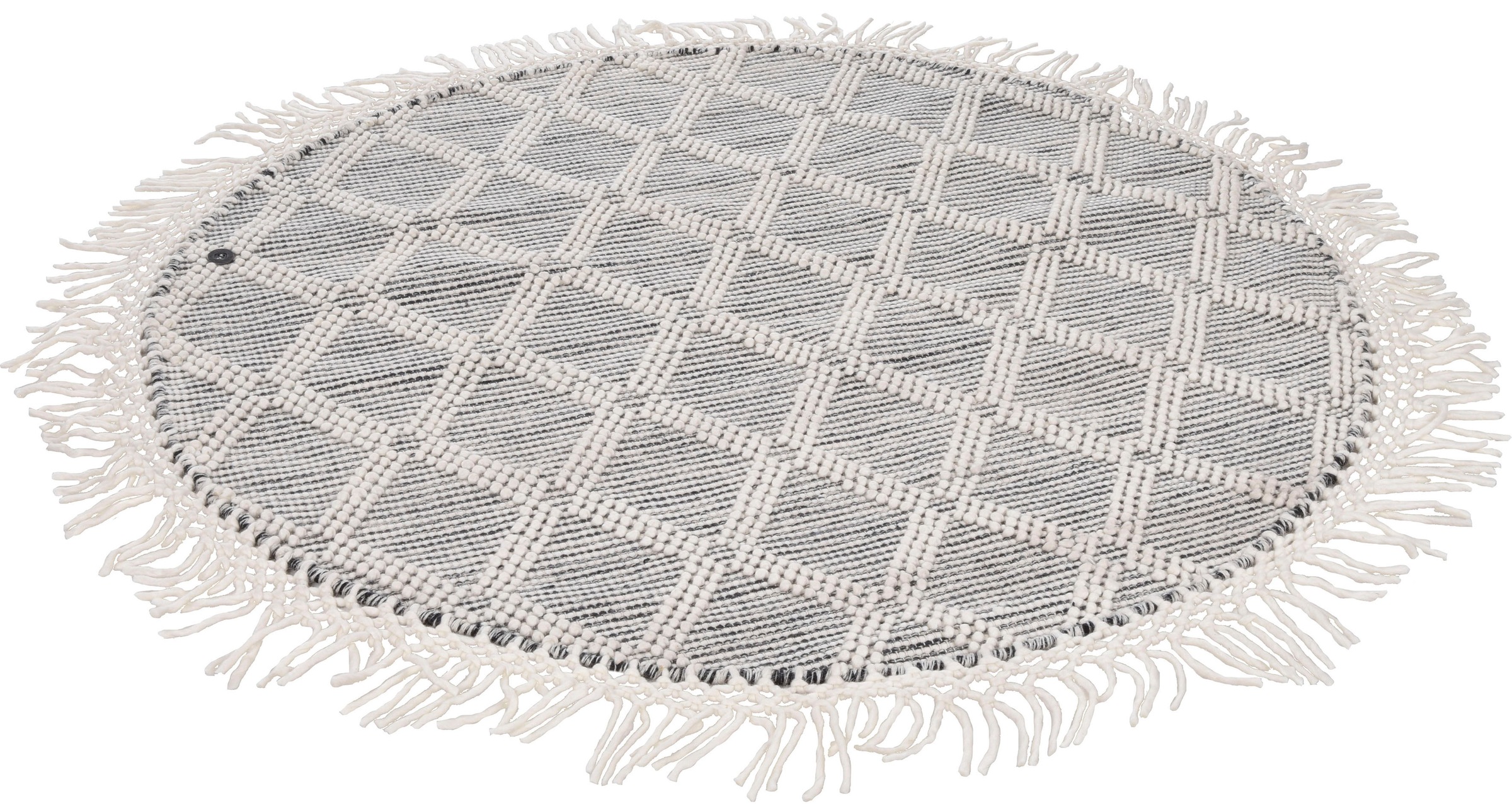 TOM TAILOR HOME Teppich »Colored Macrame«, rund, 10 mm Höhe, Handweb Teppich, reine Wolle, handgewebt, mit Fransen, Scandi Design