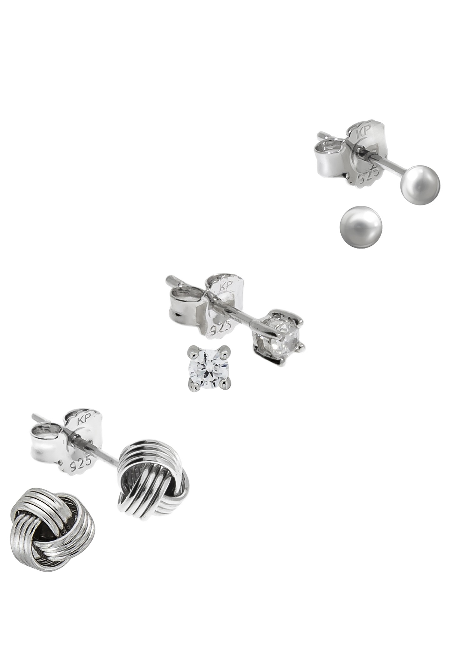 Firetti Ohrstecker-Set »3 Paar, in verschiedenen Ø, Glanz«, (Set, 6 tlg.), mit Zirkonia