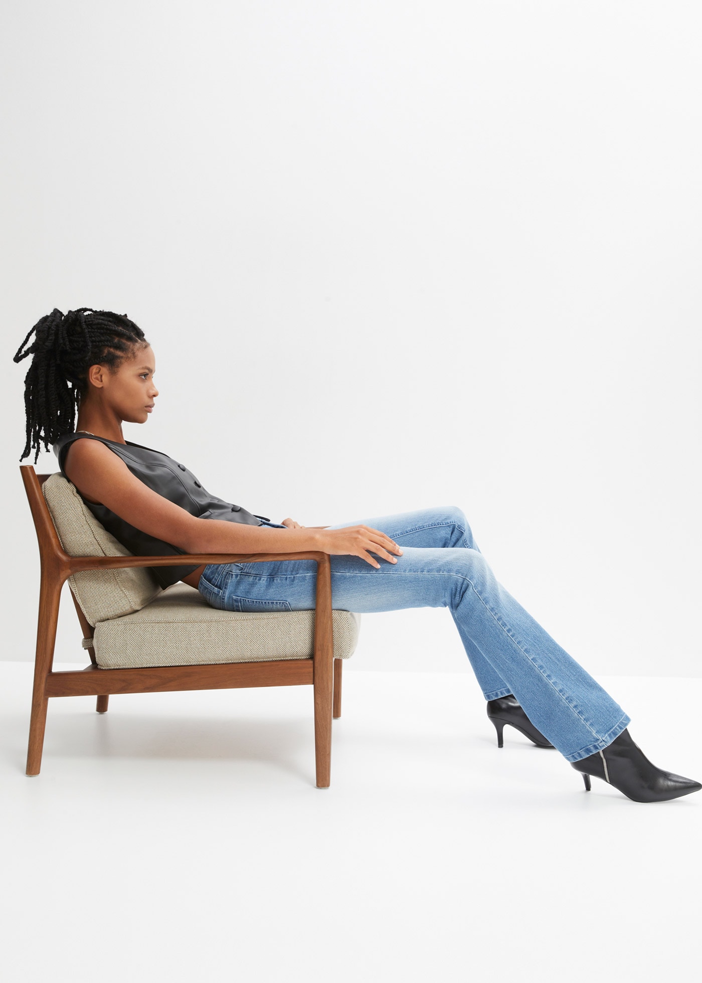 bonprix Schlagjeans »Flared Jeans Mid Waist, Stretch« Flared Jeans Mid Waist, Stretch