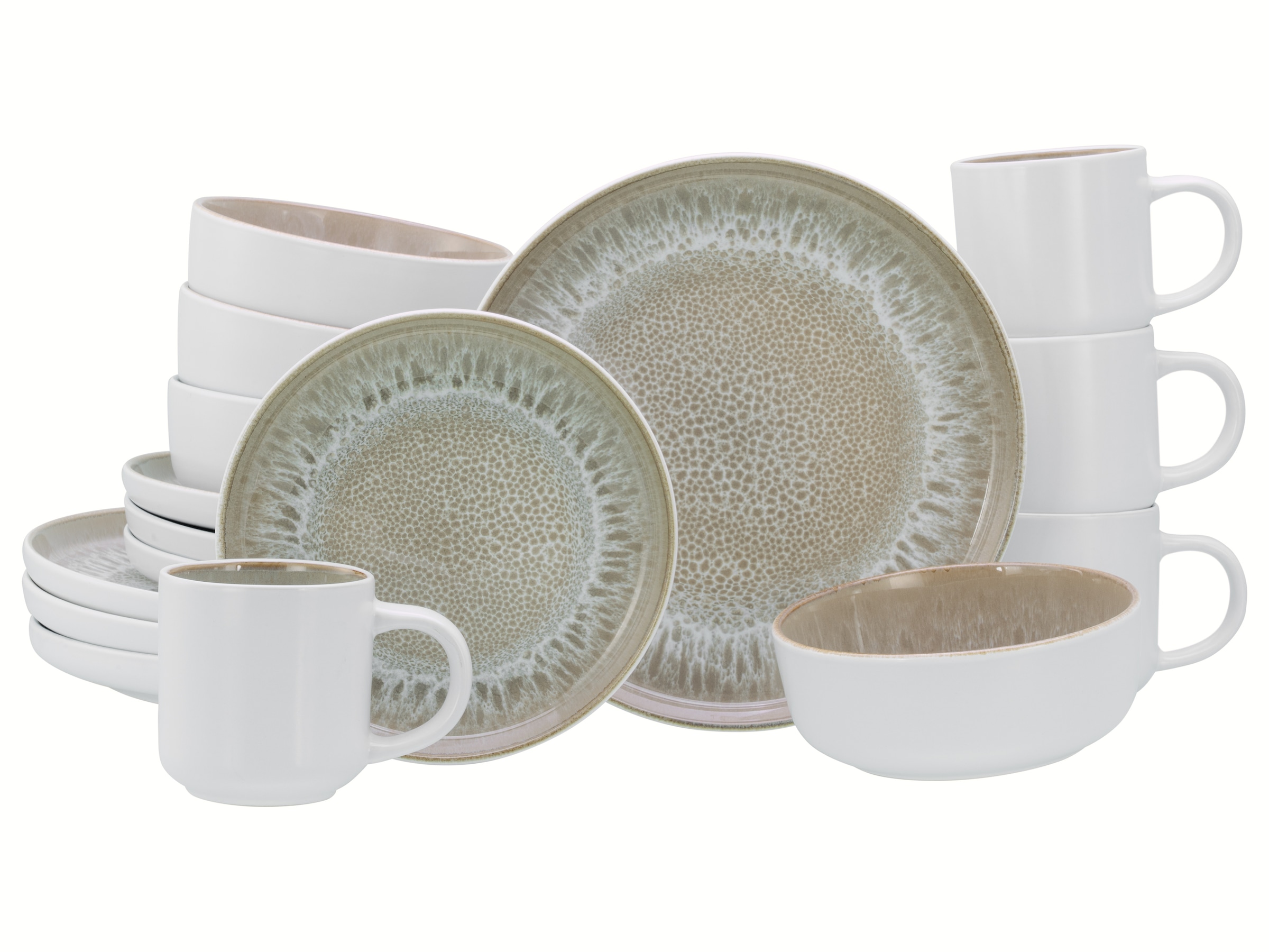 CreaTable Kombiservice »Nordic Fjord, Service 16-tlg.« Reaktive Glasur, Einzigartiger Look