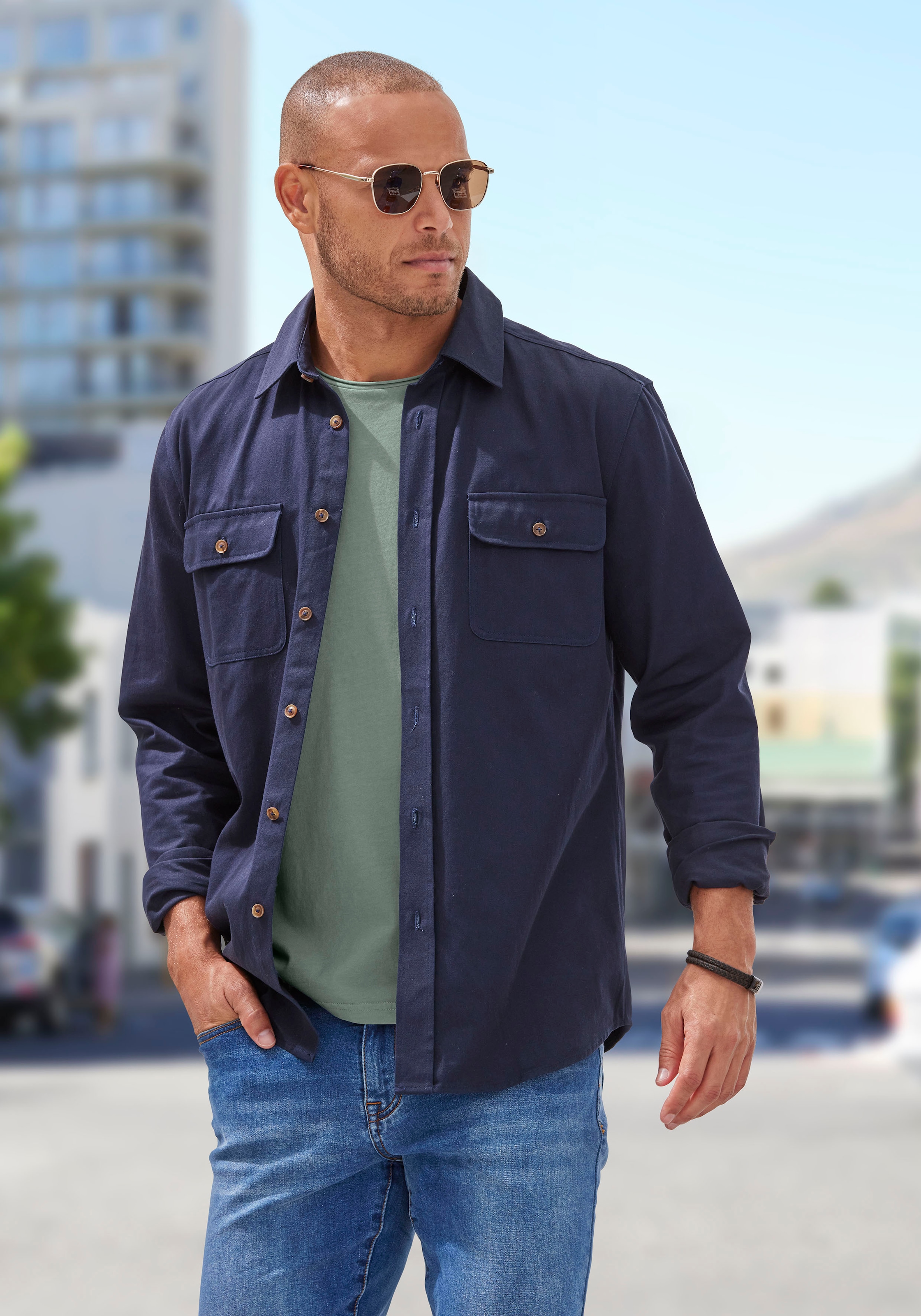 John Devin T-Shirt, (Packung, 2), Relaxed Fit, Kurzarm, Freizeitshirt mit Rundhals aus reiner Baumwolle