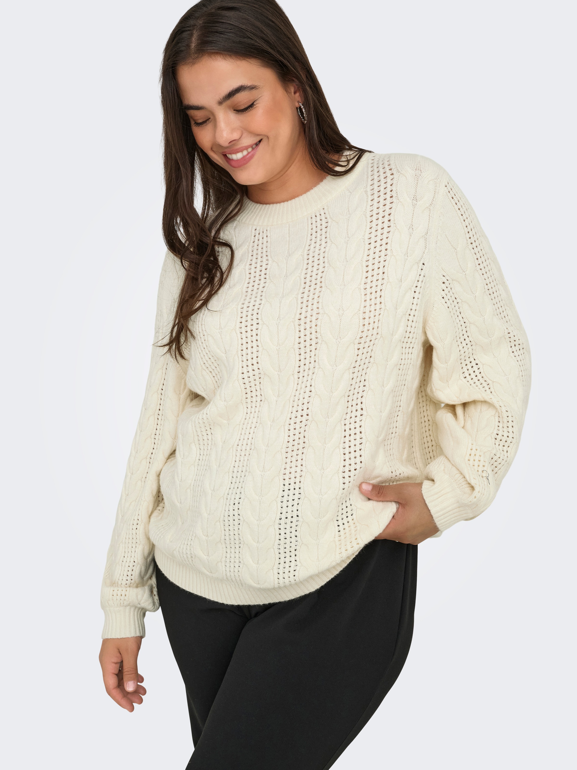 ONLY CARMAKOMA Strickpullover »CARRUBINA LS CABLE O-NECK KNT NOOS«