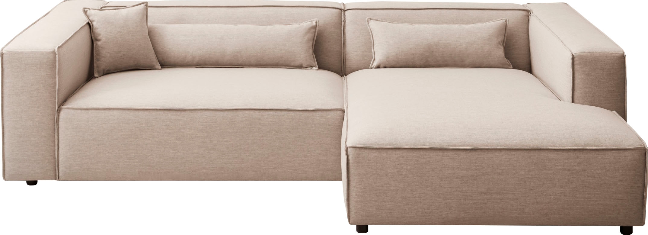 LeGer Home by Lena Gercke Ecksofa »PIARA XXL, Big-Sofa in Cord oder Leinenoptik, L-Form, mit Kedernaht«, wahlweise Ottomane rechts/links, schwarze Füße, extra tiefe Sitzfläche