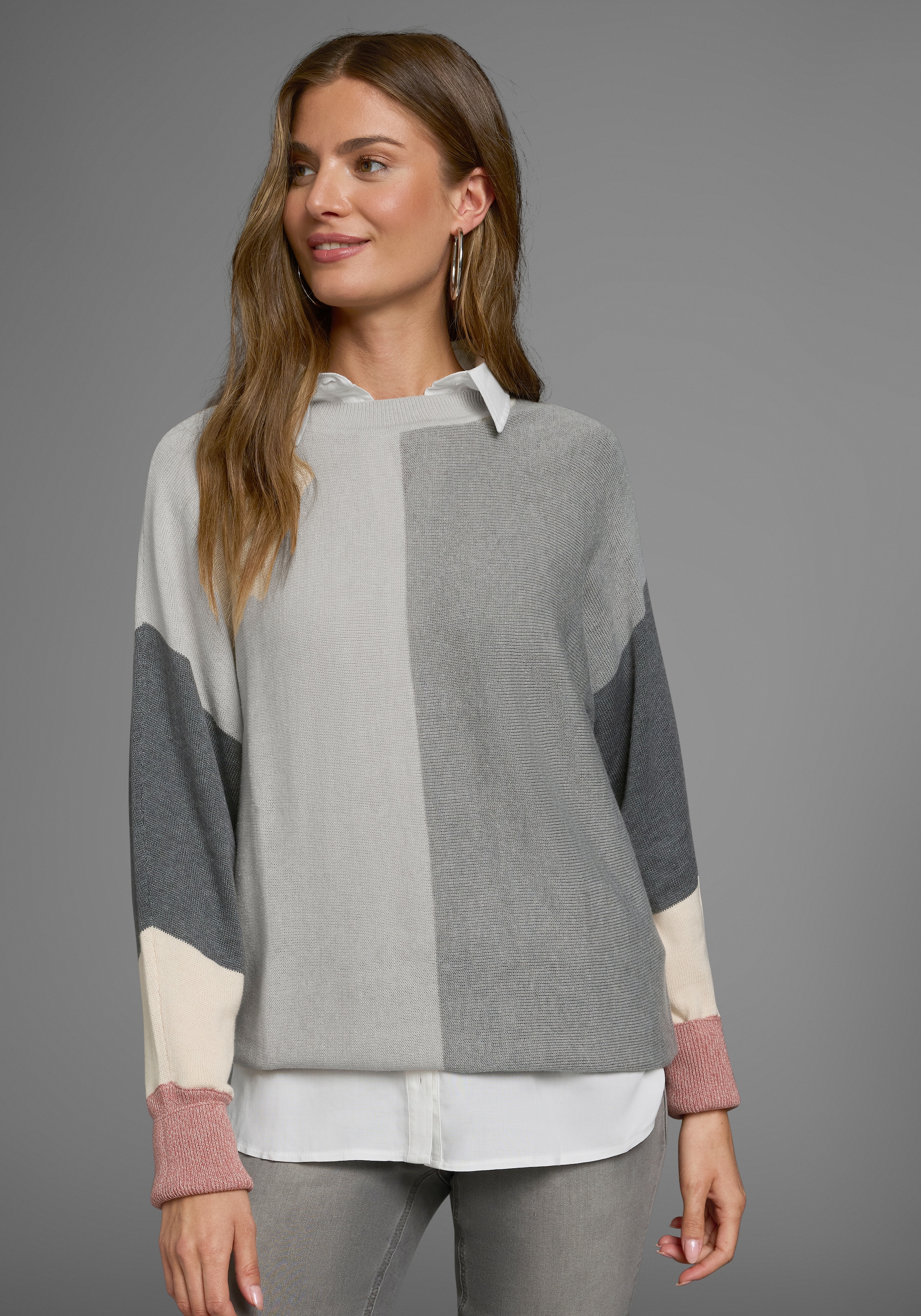 Boysen's Rundhalspullover, mit modischem Pastel-Colorblocking NEUE FARBE