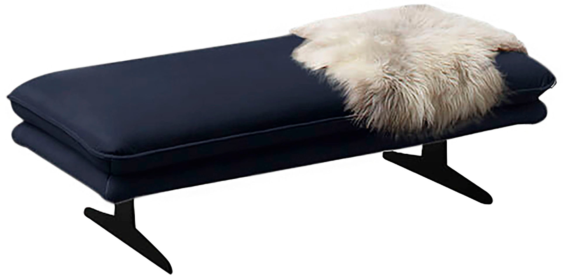 W.Schillig Polsterhocker »broadway« Füße in Schwarz pulversbeschichtet in blau, Größe B/H/T: 145 cm x 43 cm x 71 cm