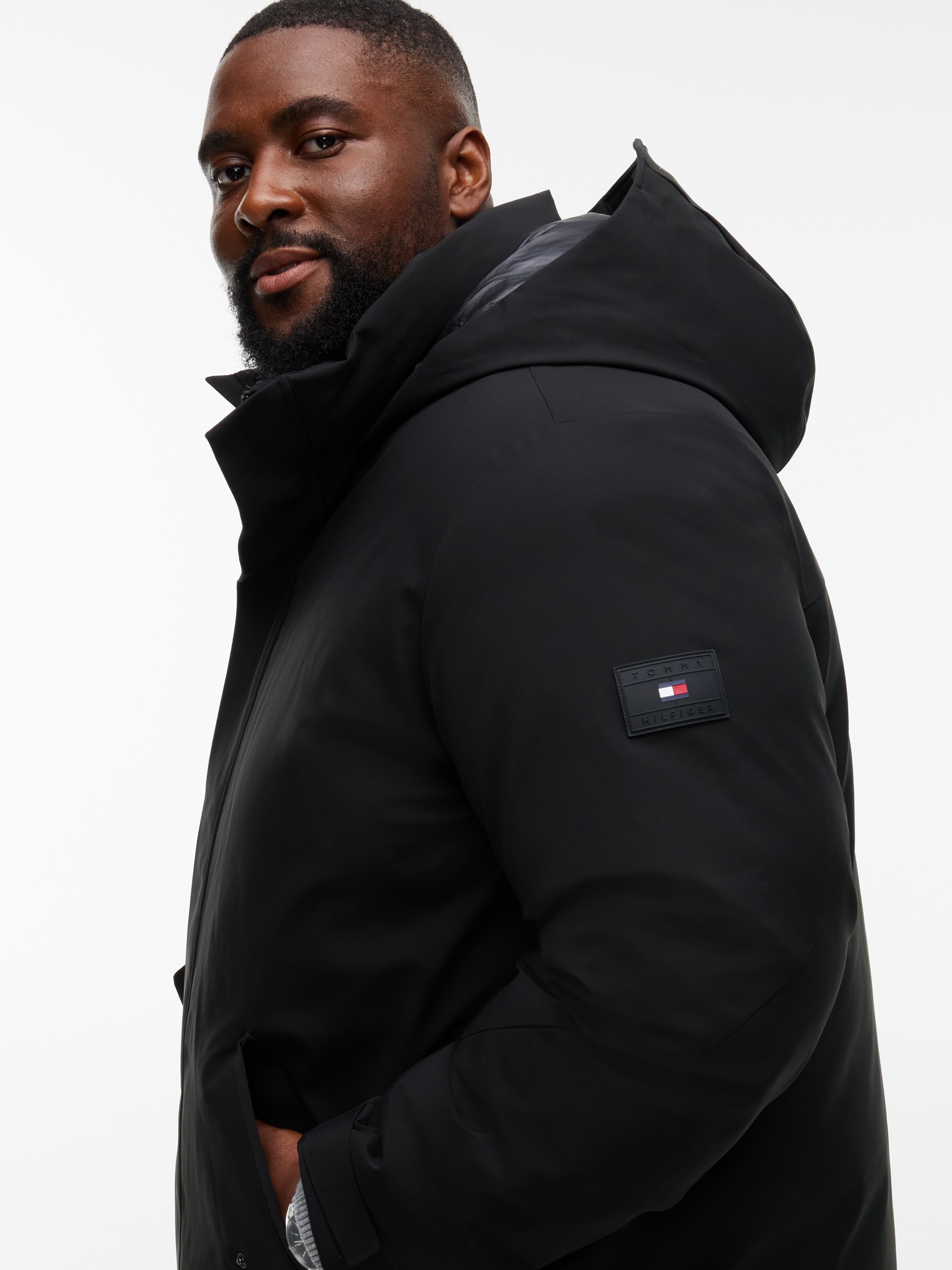 Tommy Hilfiger Big & Tall Funktionsmantel »HOODED PARKA« Große Größen Tech Winterparka Jacke Wasserabweisend abnehmbare Kapuze