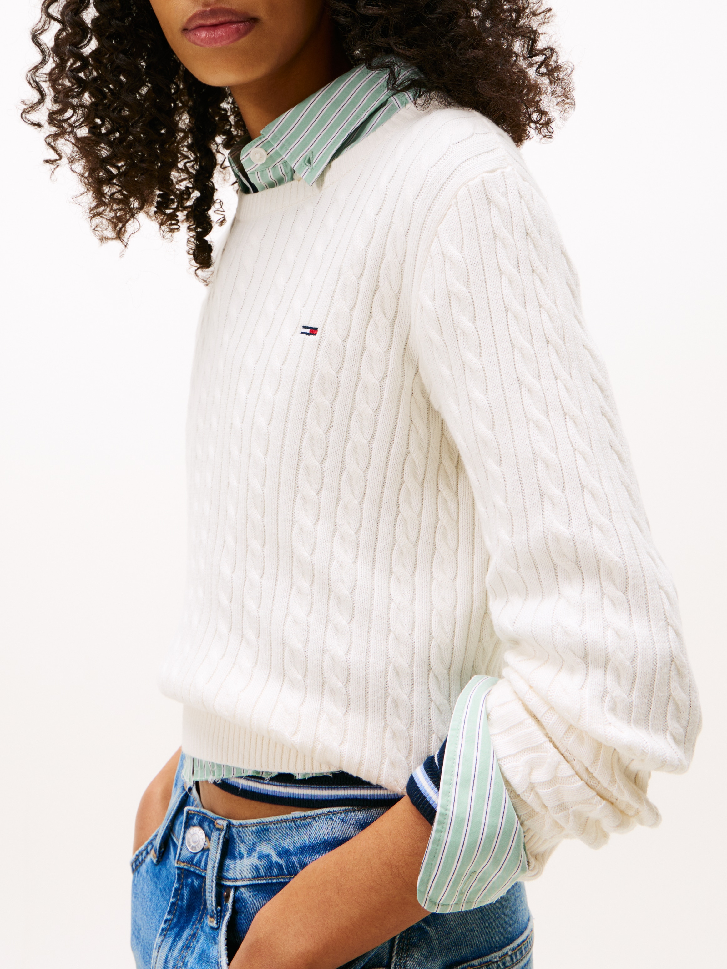 Tommy Jeans Strickpullover »TJW CABLE ESSENTIAL SWEATER«, mit Zopfmuster