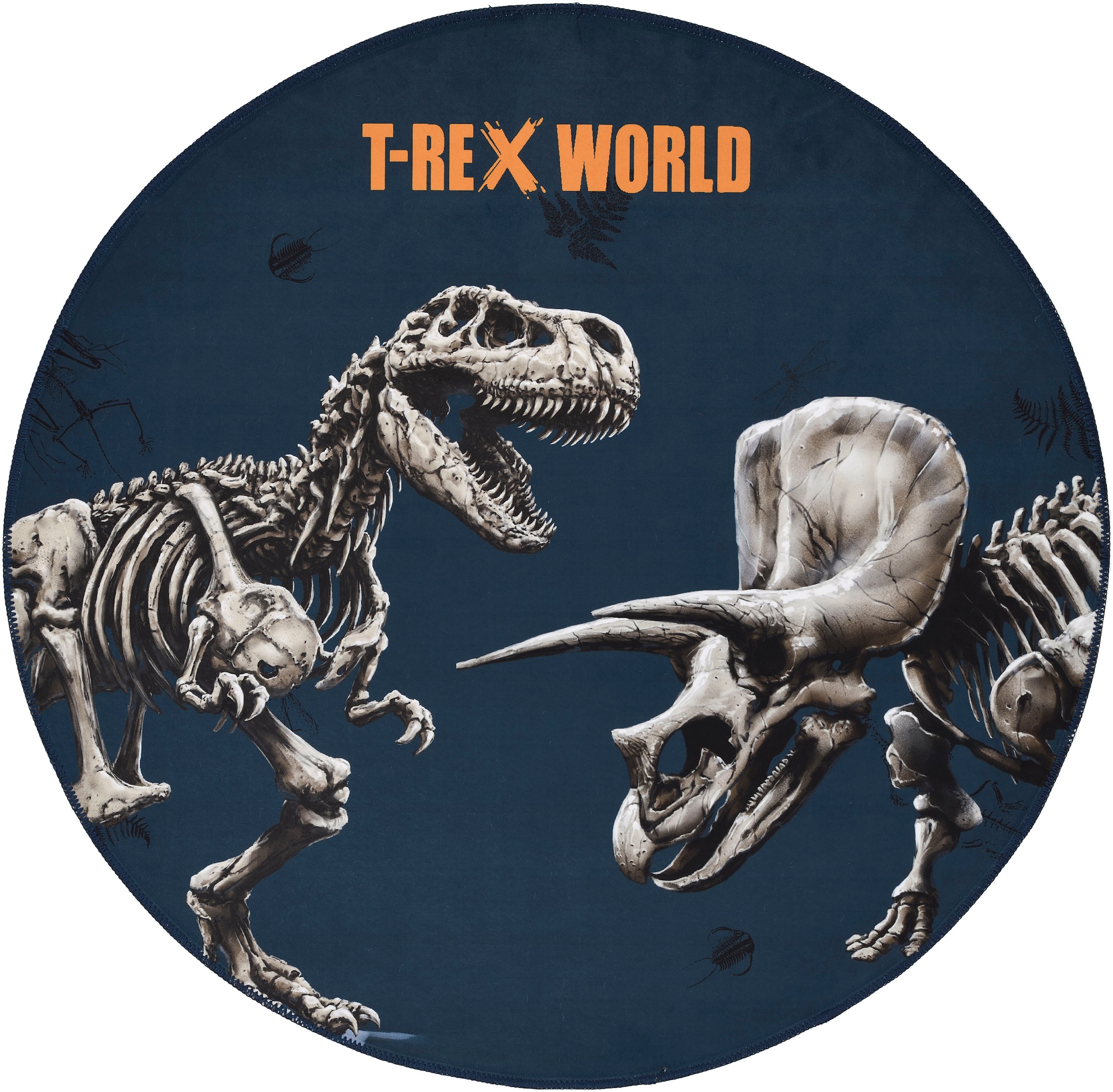 Böing Carpet Kinderteppich »T-Rex World 831«, rund, 6 mm Höhe, Motiv T-Rex, Dinosaurier Skelett