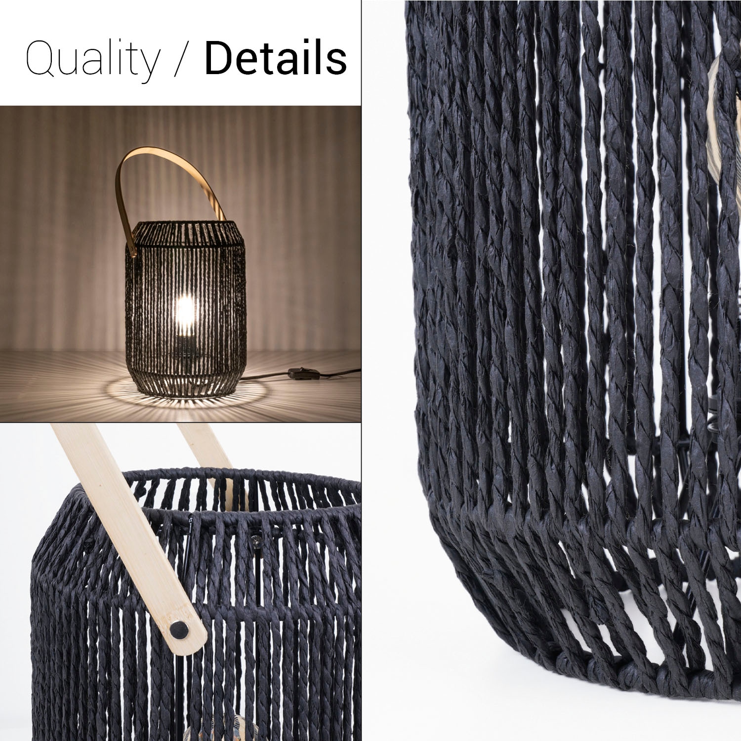 Paco Home Tischleuchte »NANDO«, Leuchtmittel E27 | ohne Leuchtmittel, Tischlampe Schreibtischlampe Beistelltisch Lampenschirm Boho Korb E27