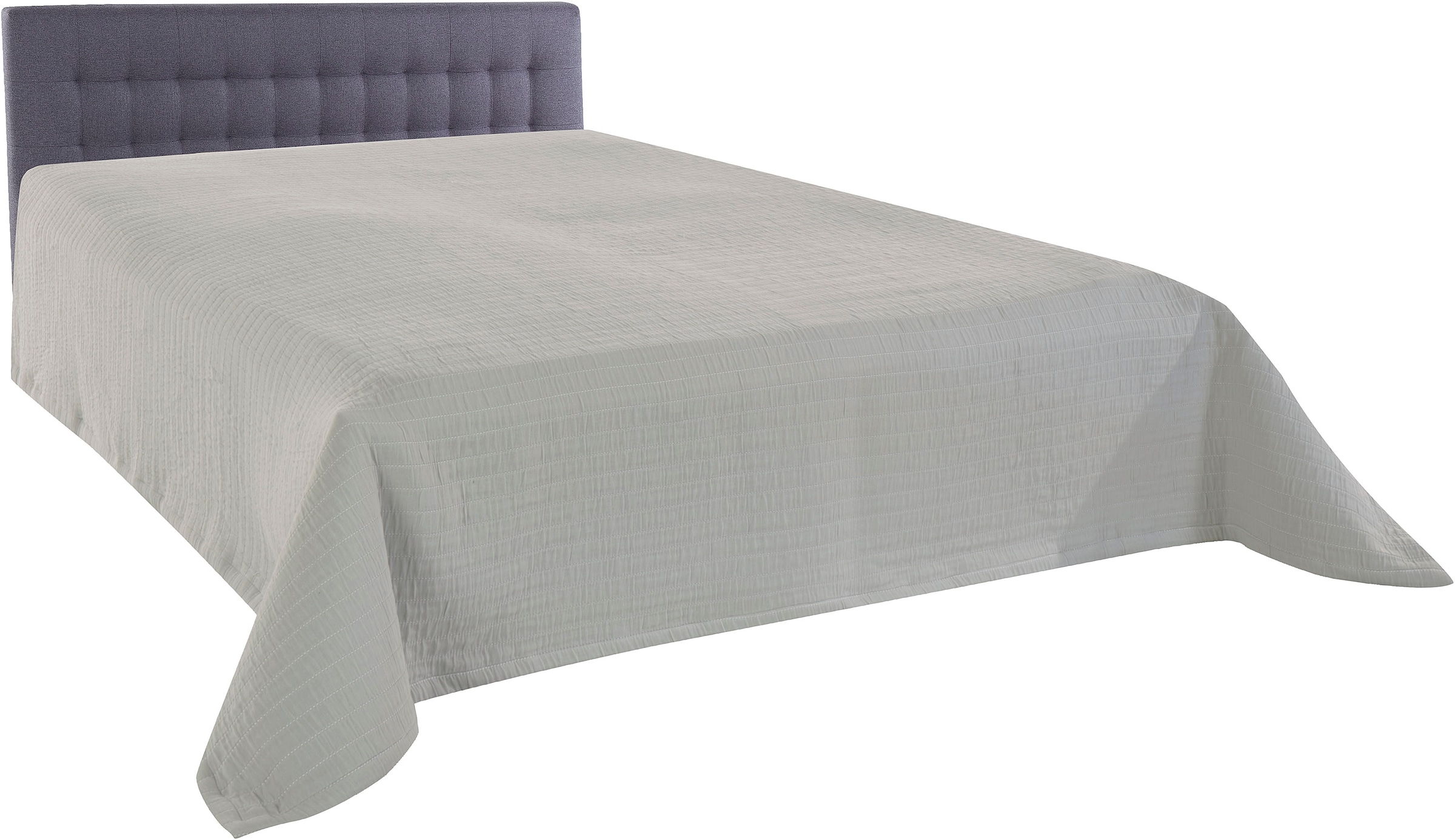 LeGer Home by Lena Gercke Tagesdecke »Maditha«, mit feiner Streifensteppung, hautfreundliche Stoffqualität, hergestellt aus 99% Baumwolle & 1% Polyester, Farbe: beige, hellgrau & anthrazit, unterstützt Cotton Made in Afrika