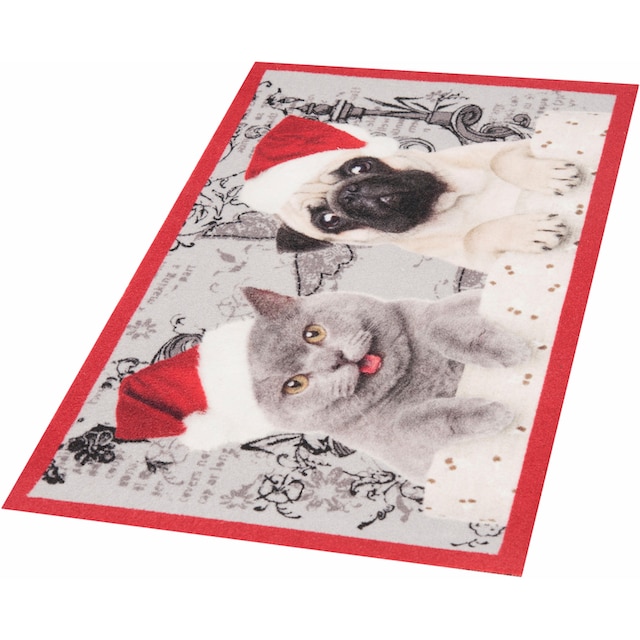 HANSE Home Fußmatte »Christmas Cat Dog«, rechteckig, Motiv Hund & Katze,  Pflegeleicht, Rutschfest, Weihnachten, Waschbar online bei OTTO