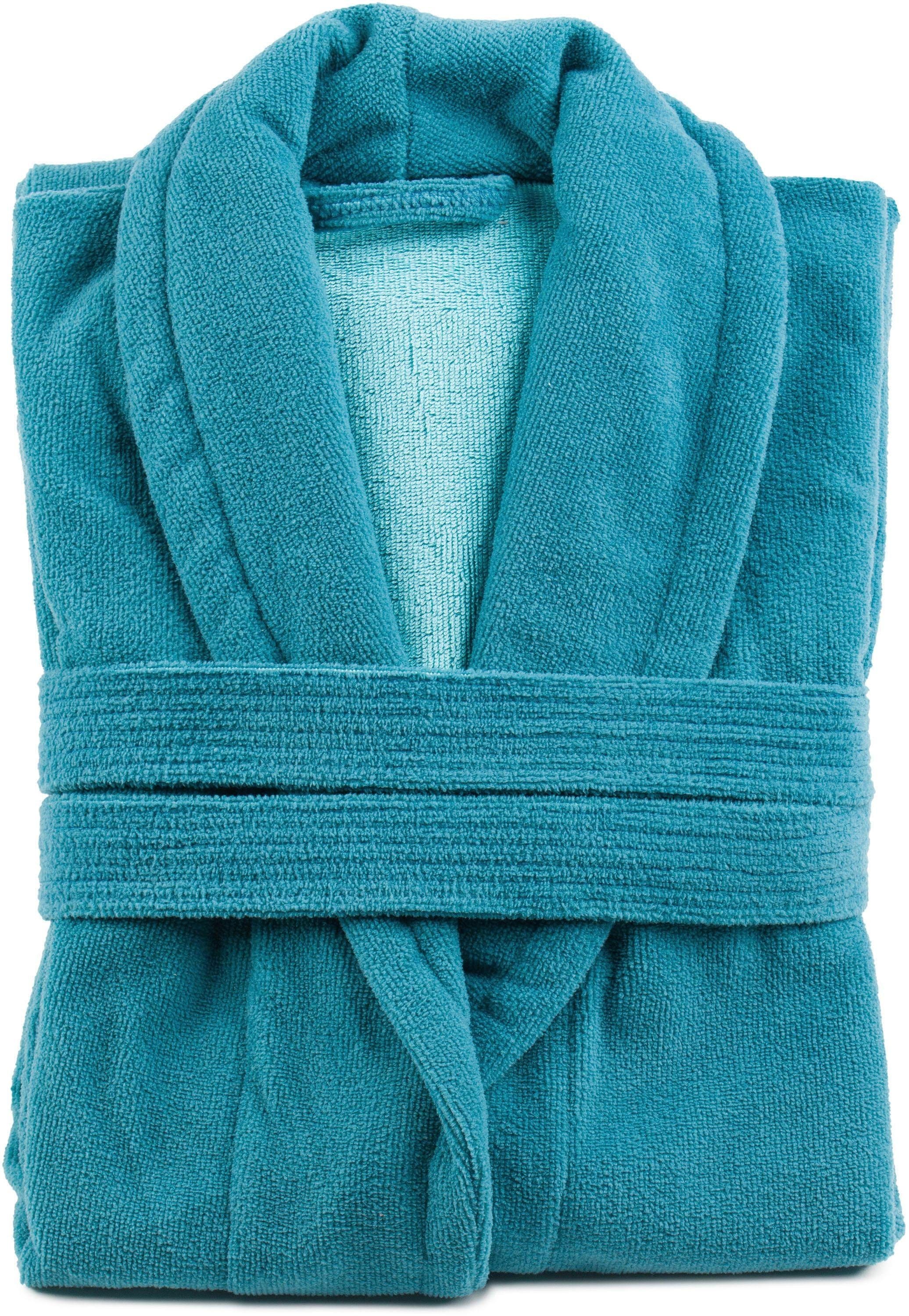 Gözze Unisex-Bademantel »Turin, ideal für Sauna & Spa, Hotelbademantel, Morgenmantel«, (1 St.), für Damen & Herren, mit Gürtel und zwei aufgesetzten Taschen, lang