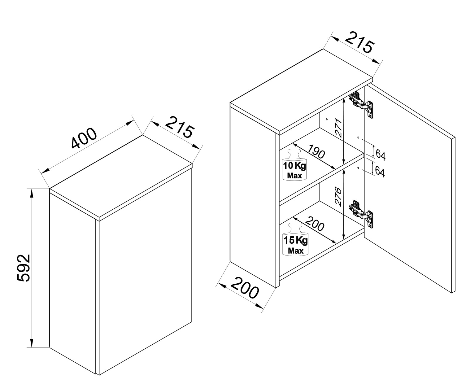 VCM Hängeschrank »Hängeschrank Badregal Badmöbel Wandschrank Cosila« 1 Stk. tlg.