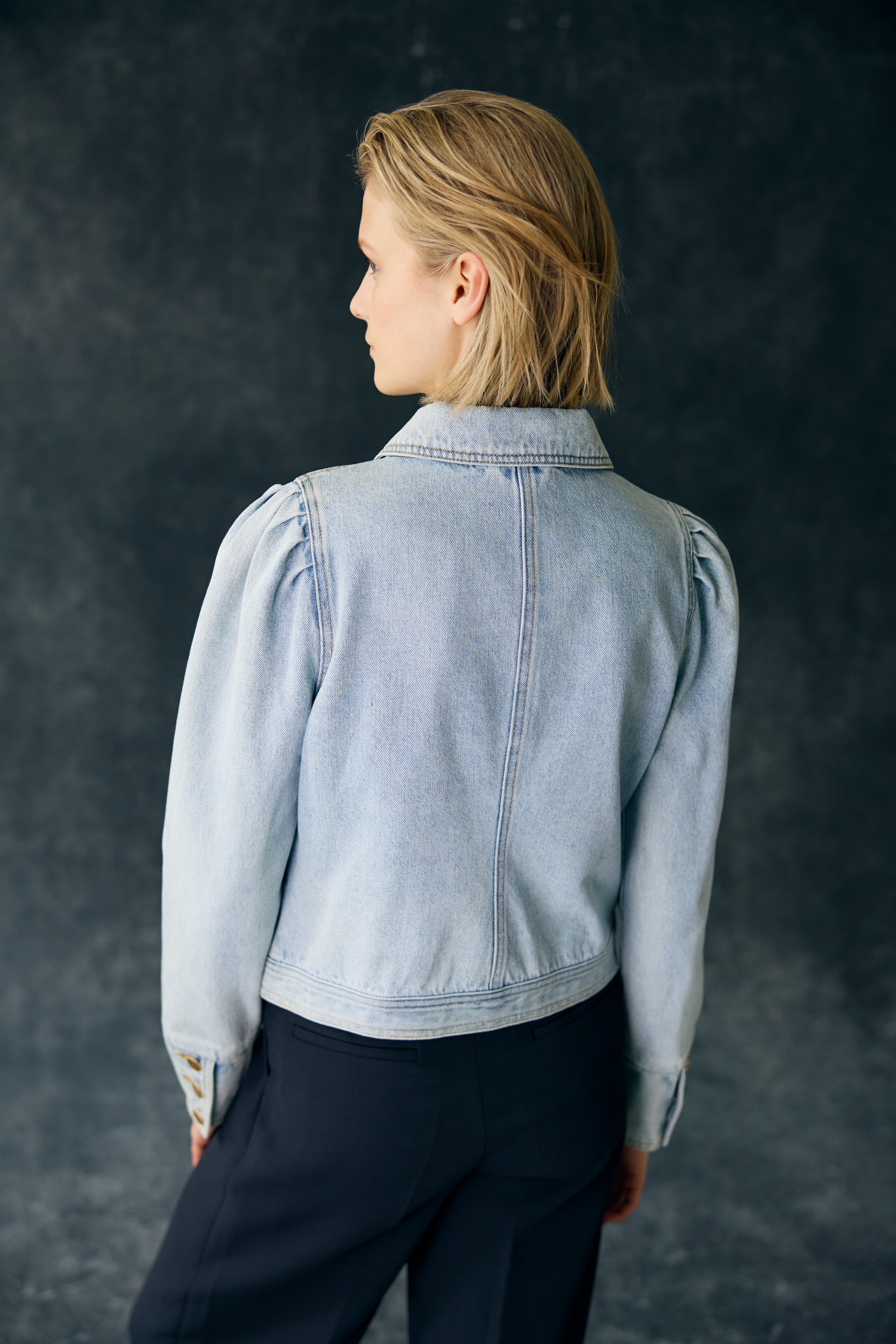 Vivance Jeansjacke, mit Puffärmeln und Knöpfen, Ziertaschen, Denim