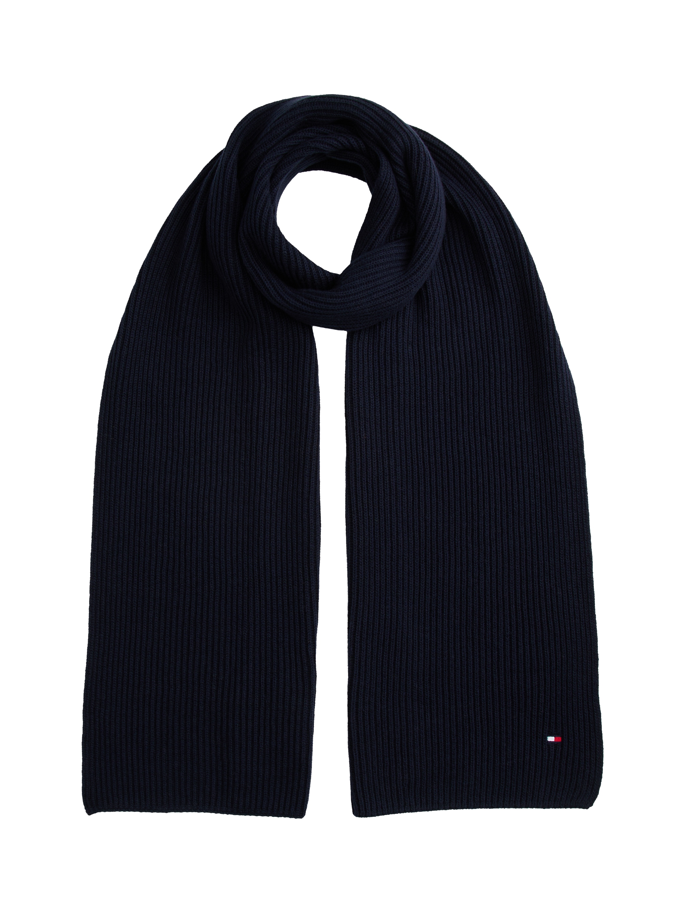 Tommy Hilfiger Strickschal »TH FLAG PIMA COTTON CASH SCARF«, mit Logostickerei