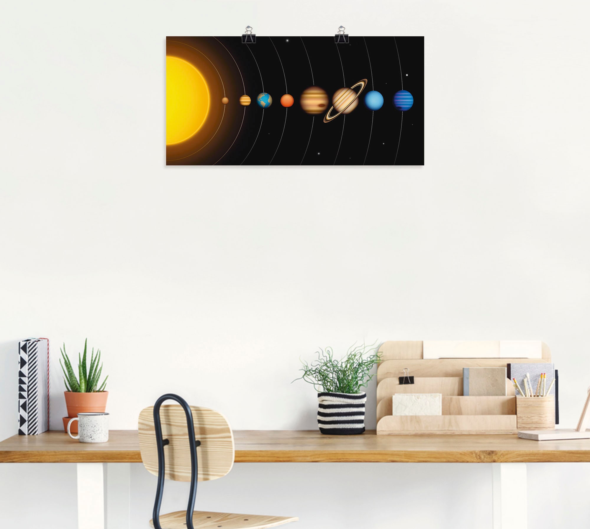 Artland Wandbild »Vector Sonnensystem mit Planeten«, Sonnensystem, (1 St.), als Alubild, Outdoorbild, Leinwandbild, Poster, Wandaufkleber