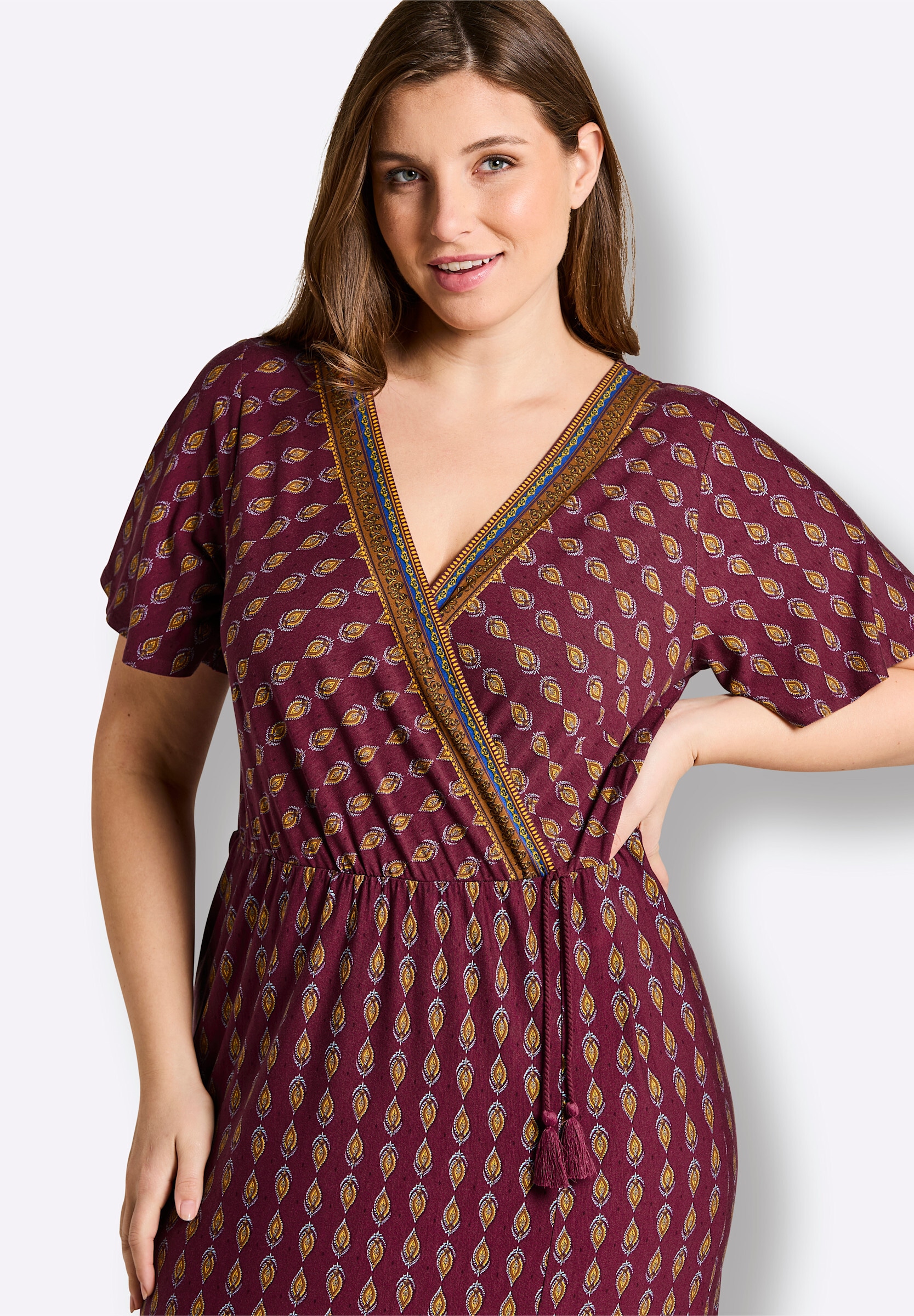 Sheego Wickelkleid »Jersey-Kleid Druckkleid in Wickeloptik« Ohne Tasche