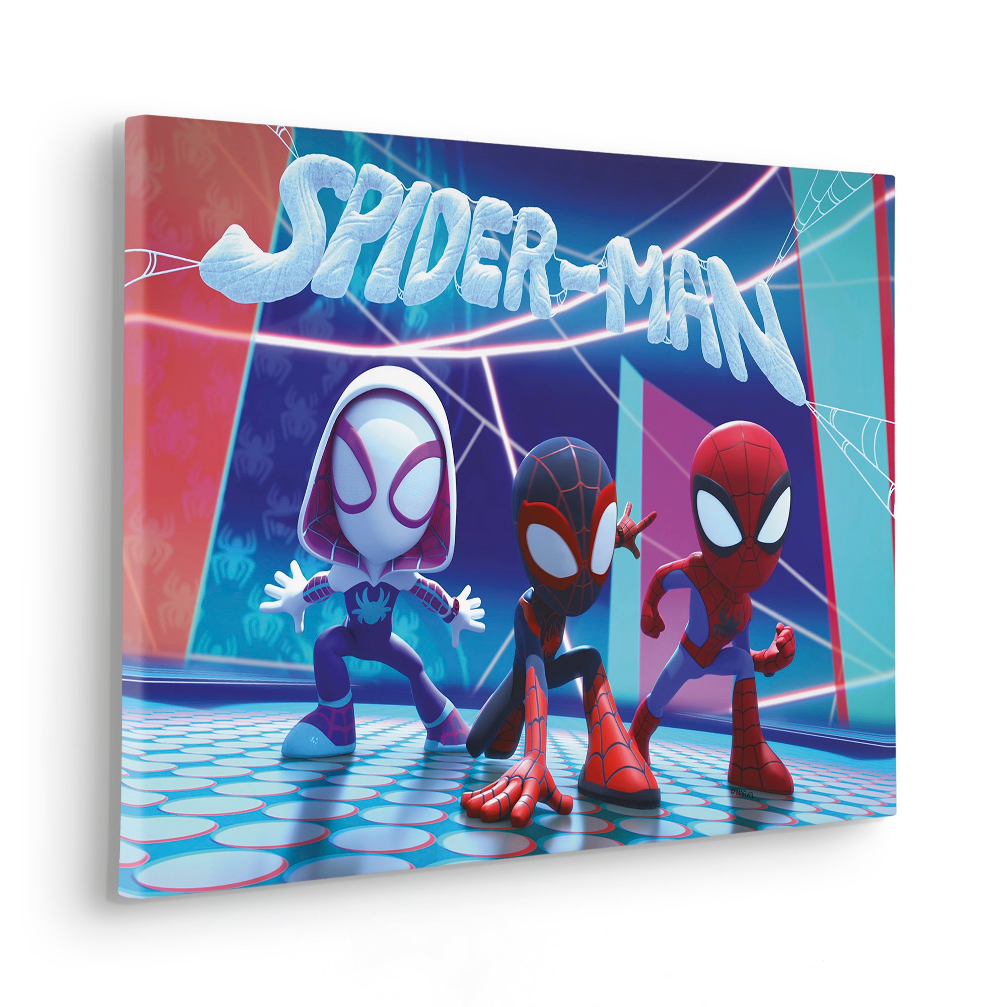 Komar Leinwandbild »Spidey and His Amazing Friends Glowy Spideys - Größe 60 x 40 cm«, Comic, (1 St., Leinwandbild), Keilrahmenbild mit Echtholzrahmen, Kinderzimmer