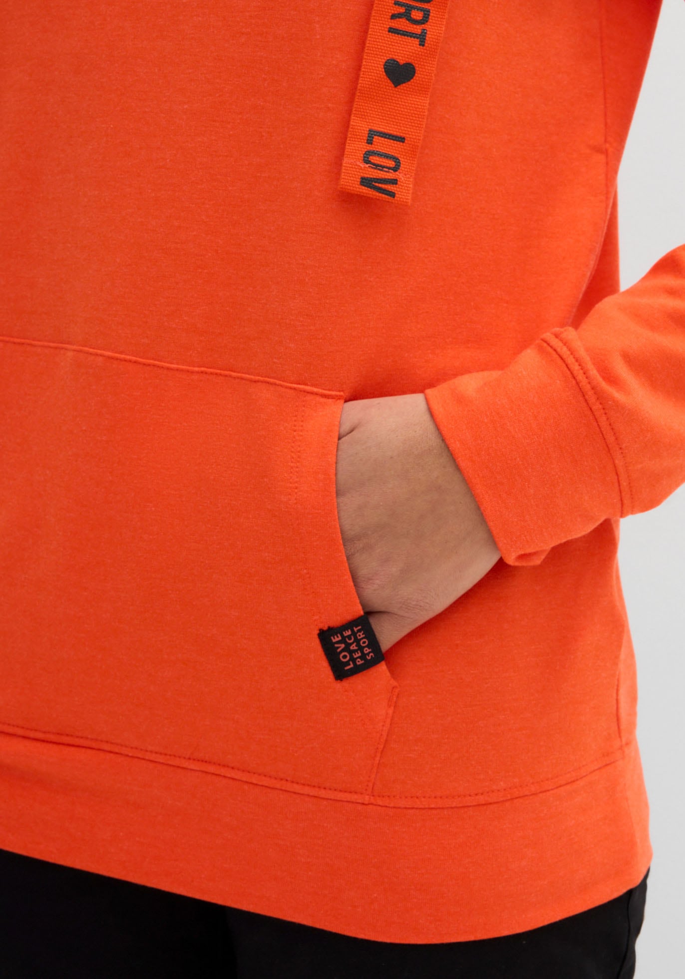 bonprix Kapuzensweatshirt , bequeme Passform, bedrucktes Bindeband, mit Kängurutasche
