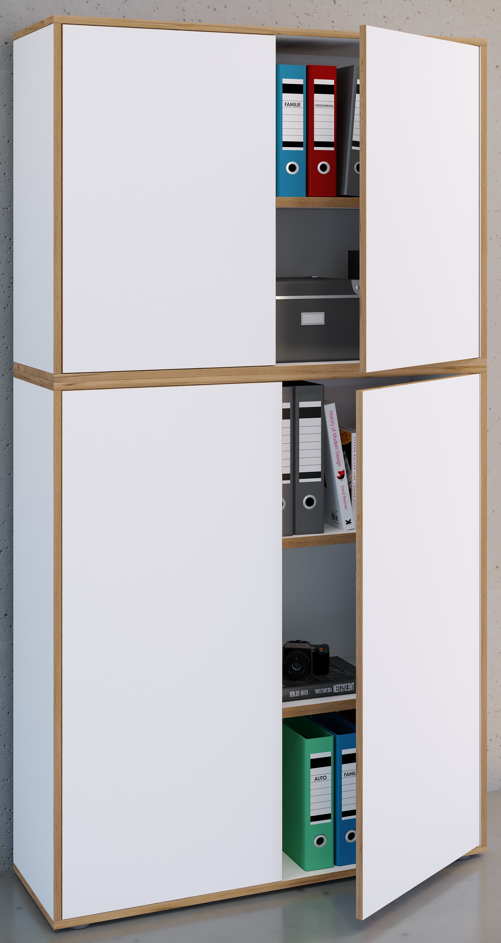 VCM Aktenschrank »VCM Holz Büroschrank Ordner Aktenschrank Büromöbel Schrank Salia 5-fach Breite 100 cm Drehtüren«, (1 St.)