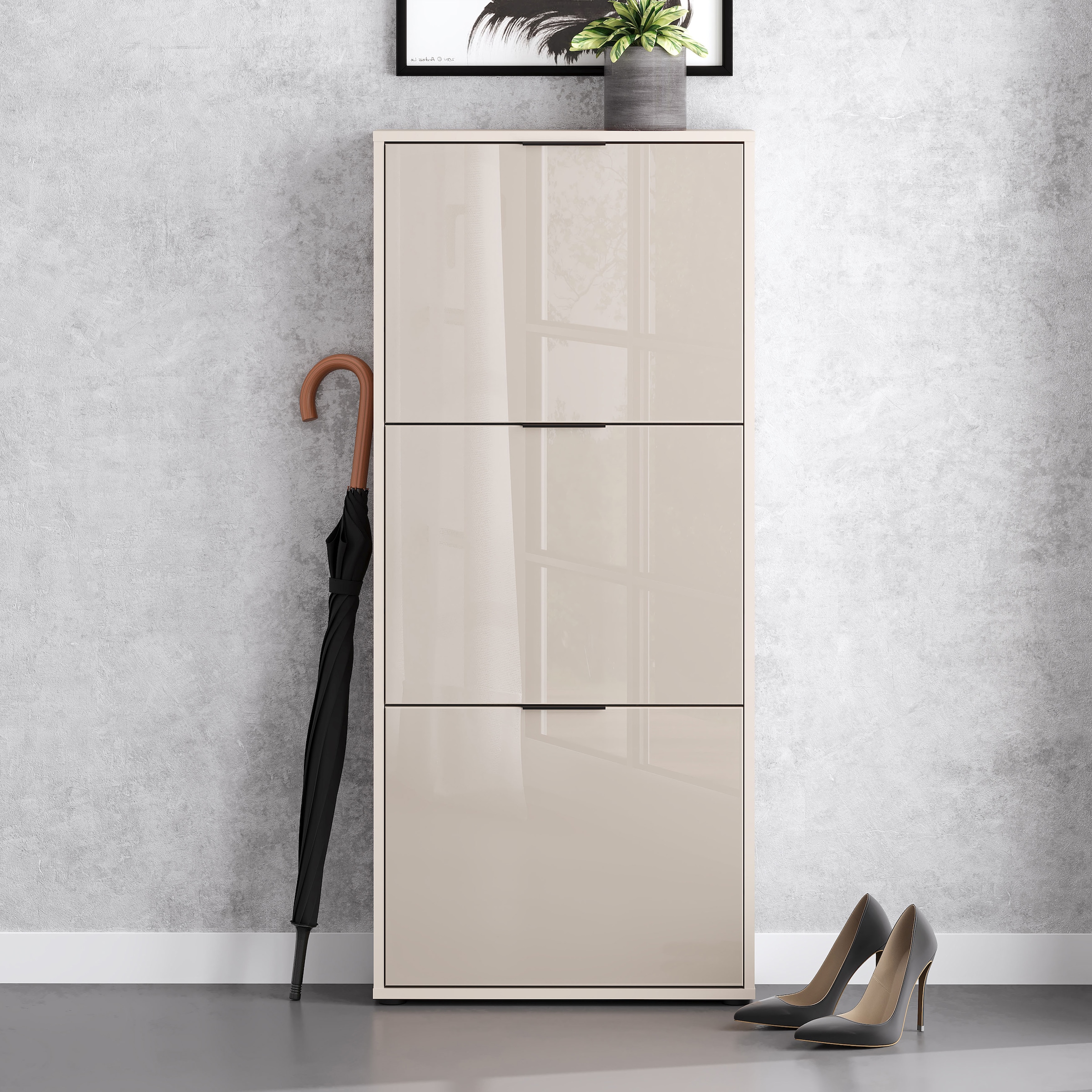 HBZ Schuhkipper »Jana Schuhkipper, Glasfronten, Metallgriffe« 1 Stk. tlg. Breite 60cm, Glasfront, Metallgriffe