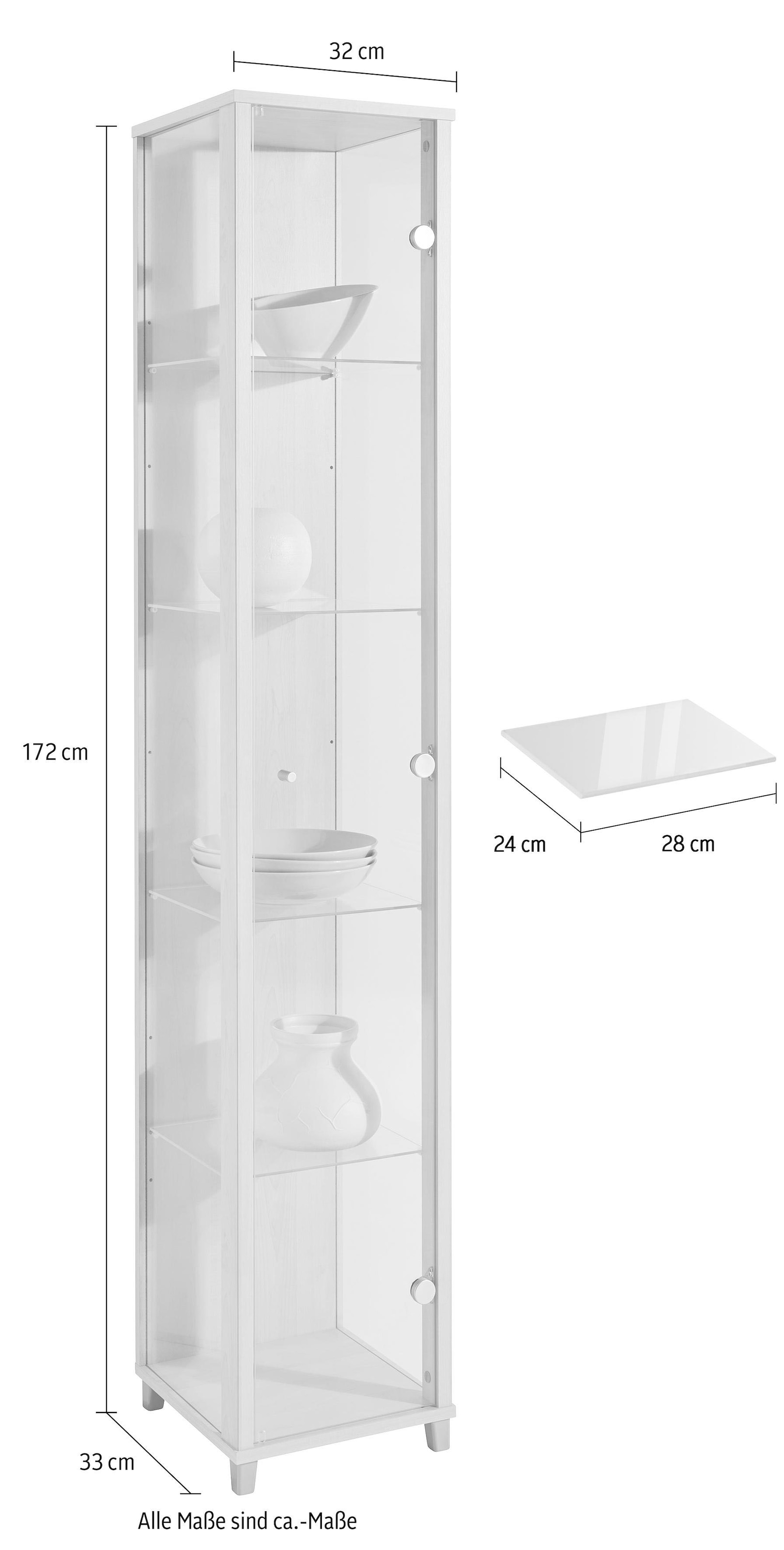 fif möbel Vitrine »OPTIMA Höhe ca. 172 cm«, Standvitrine/Glasvitrine 1x Glastür,perfekt für Sammler,Sammlervitrine