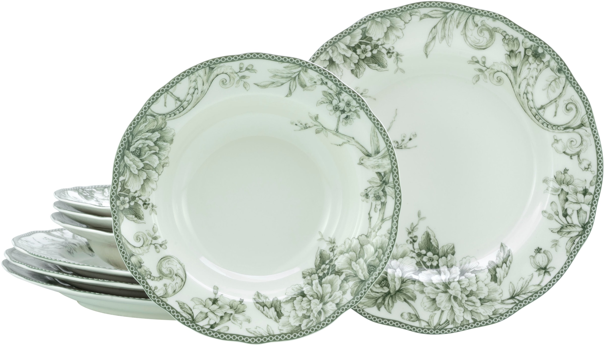CreaTable Tafelservice »Adelaide, Service 8-tlg.« Teller Set, Nostalgischer Vintage Dekor, Elegante Form