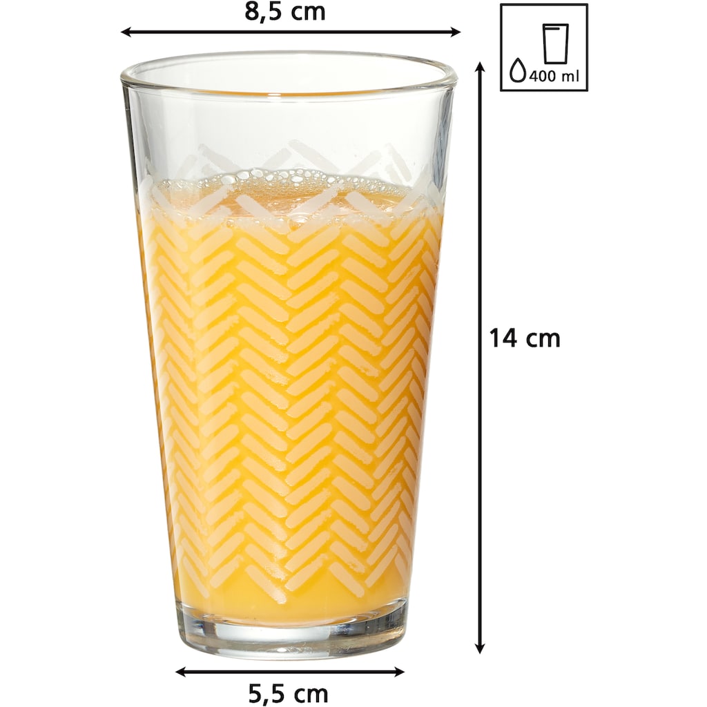 Ritzenhoff & Breker Longdrinkglas »Happy, Stripes«, (Set, 6 tlg., 6 Longdrinkgläser, je 400 ml)