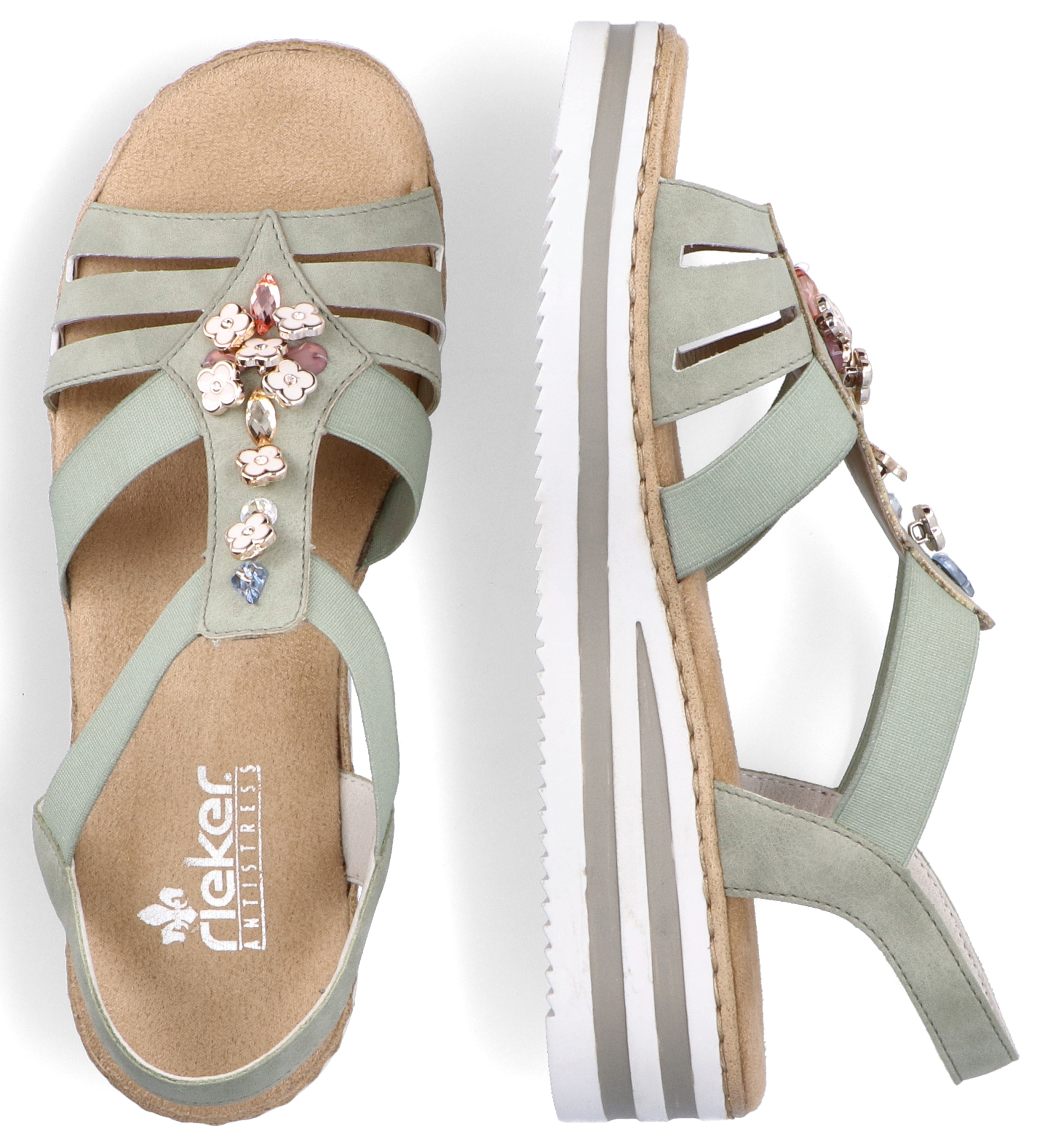 Rieker Riemchensandale, Sommerschuh, Sandalette, Keilabsatz, mit Schmuckelementen